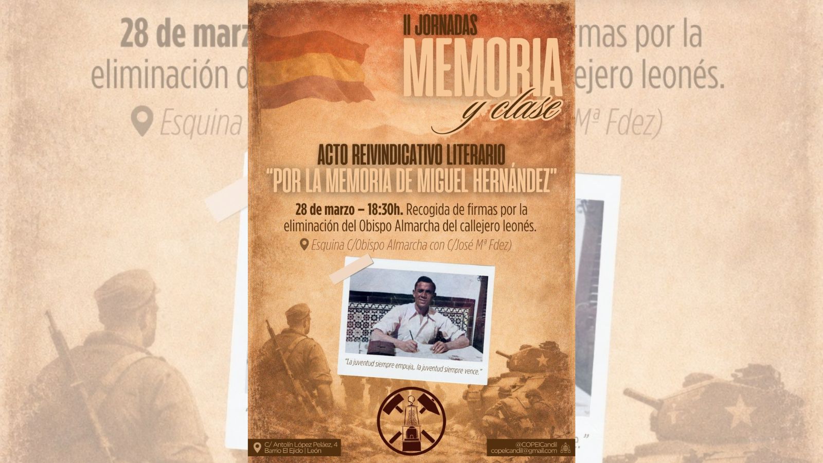 El cartel del evento organizado por el Centro Obrero y Popular El Candil de El Ejido.