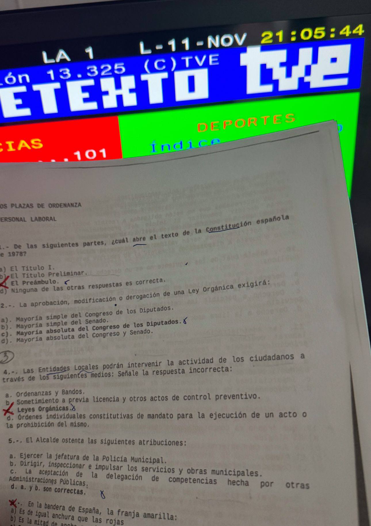 El examen que detectaron que estaba en manos de algún opositor a ordenanza un día antes de las pruebas.