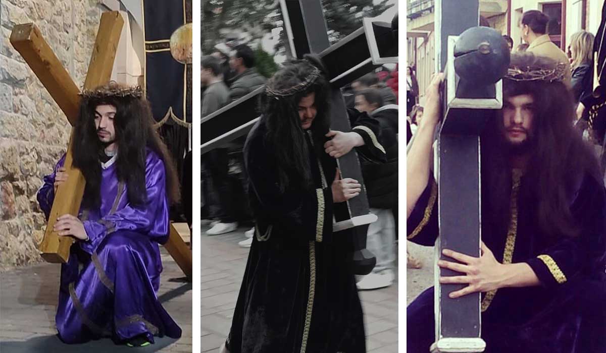 Los nazarenos Alberto Fuentes, Mariano Cardoso y Roberto Gallego. | L.N.C. Los nazarenos Alberto Fuentes, Mariano Cardoso y Roberto Gallego. | L.N.C.