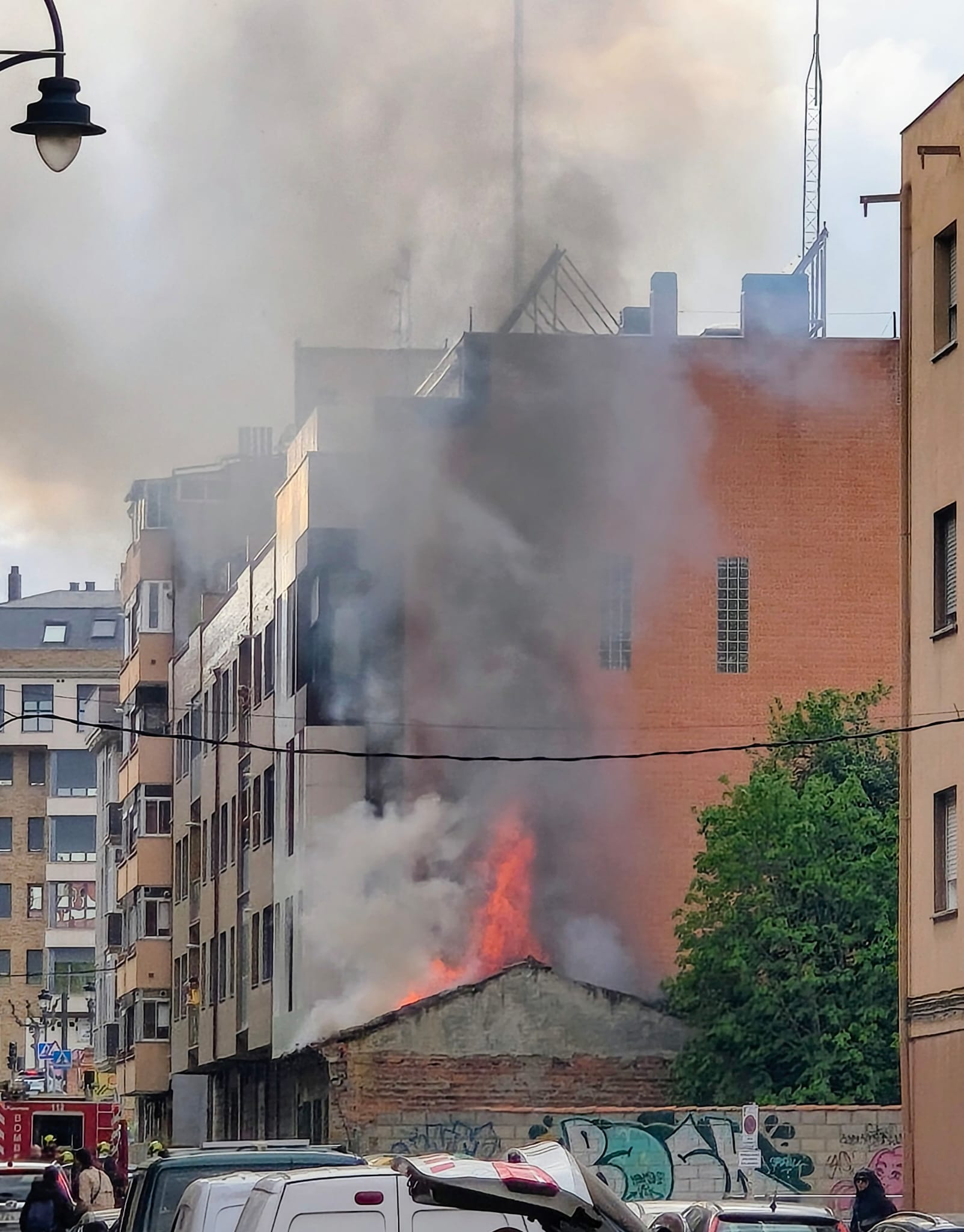 Los Bomberos de León han acudido a sofocar las llamas. | L.N.C. Los Bomberos de León han acudido a sofocar las llamas. | L.N.C.