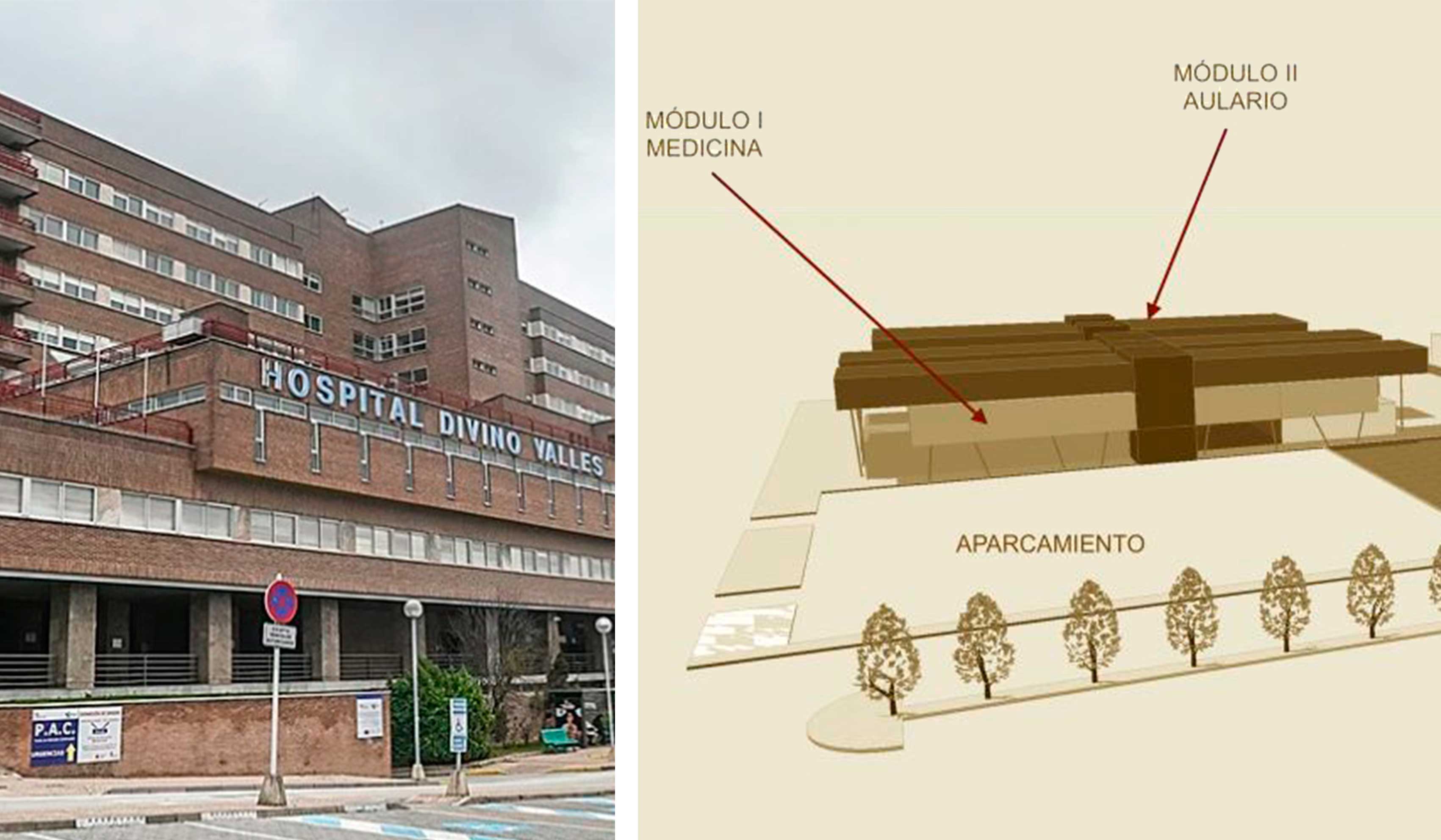Hospital Divino Valles, en Burgos, y la futura Facultad de Medicina de la ULE. | L.N.C.