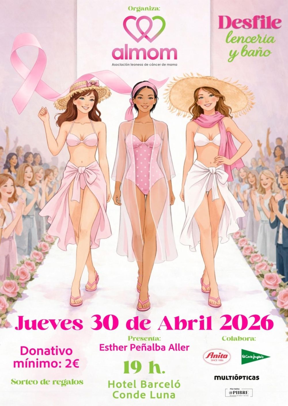 Cartel del desfile benéfico de lencería y baño organizado por Almom.