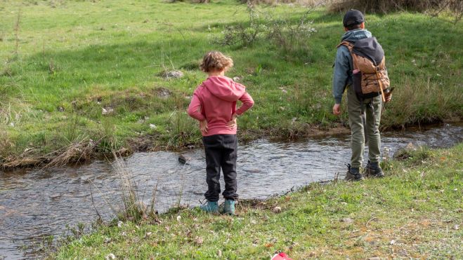 05 El arroyo Carabedo al lado del camino entre praderas