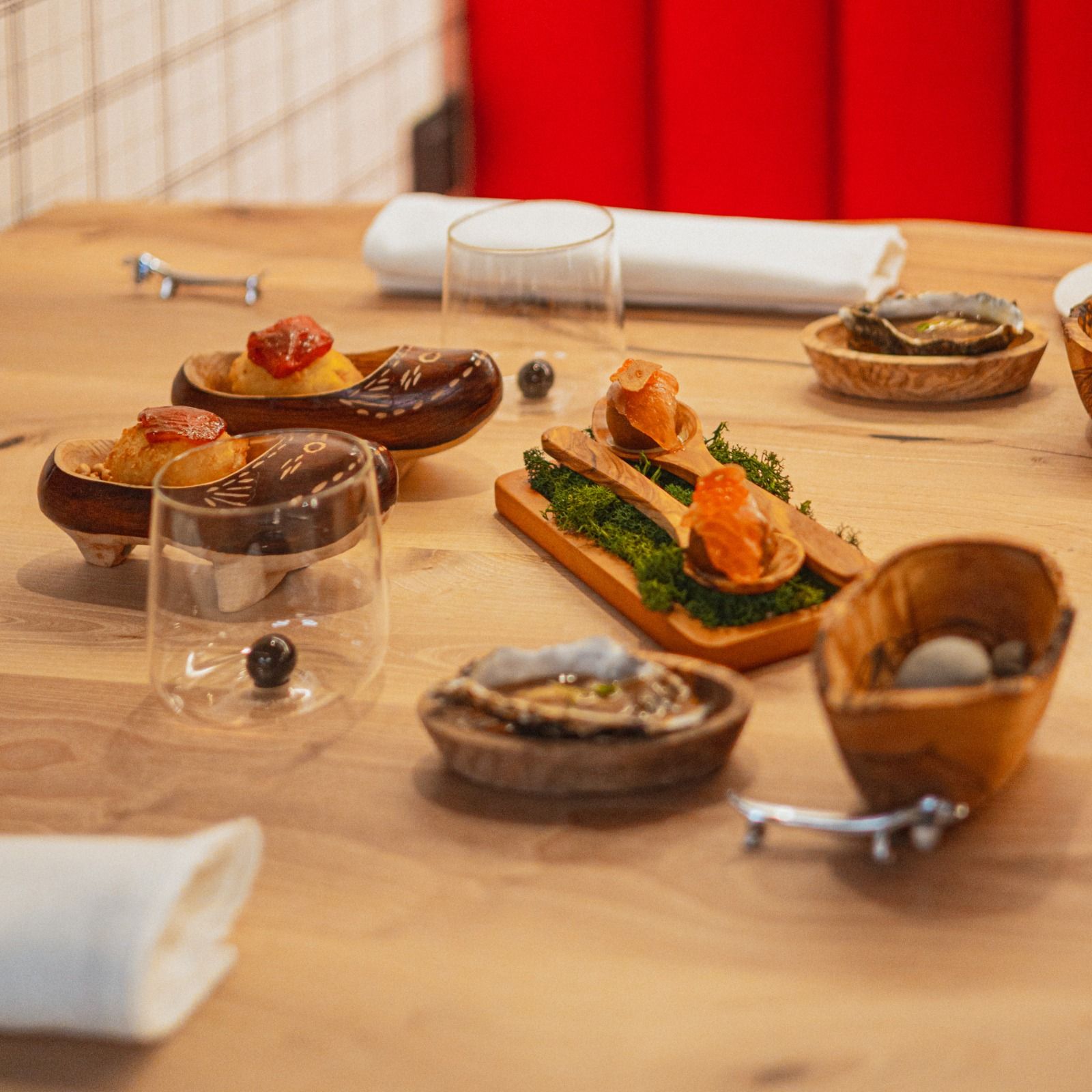 Diferentes aperitivos de los menús de Cocina con Mimo. | ESTUDIO VOSCO