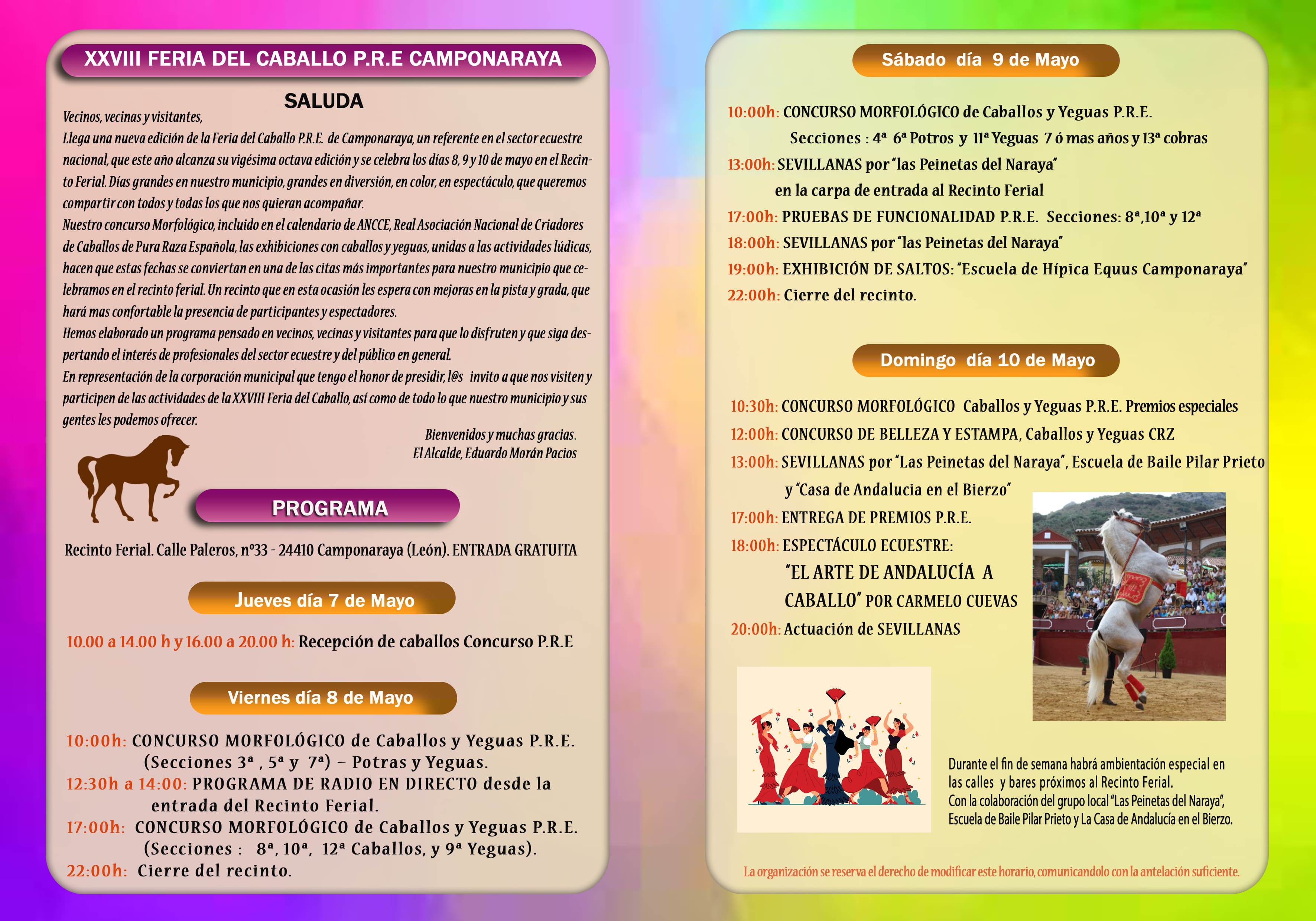 Programa de actividades de la feria.