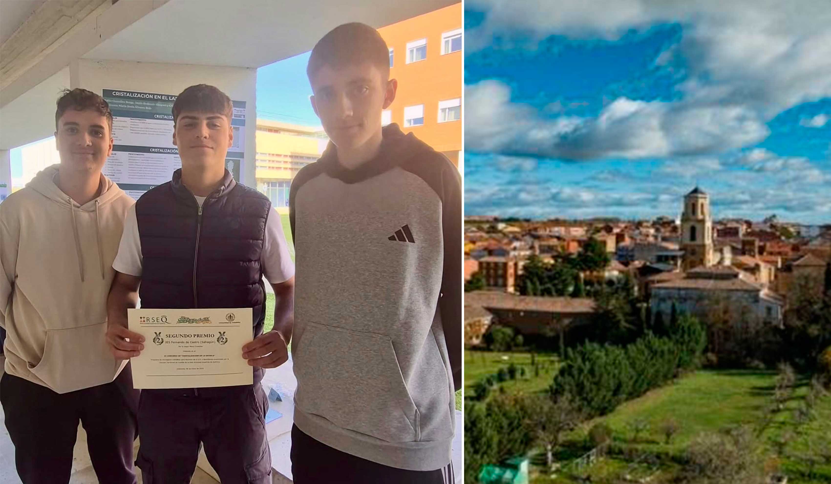 Los tres alumnos de Sahagún premiados en el Concurso de Cristalización. | L.N.C.