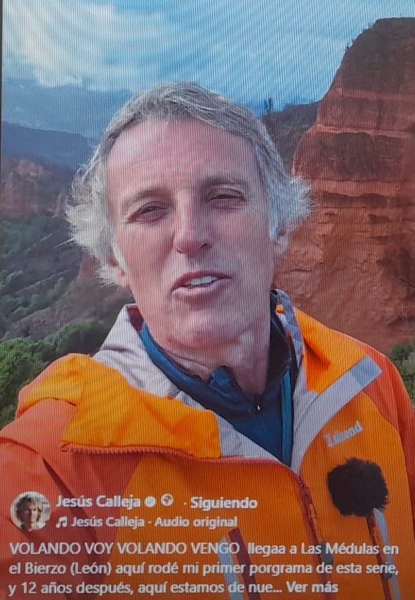Calleja en su vídeo en Las Médulas. Calleja en su vídeo en Las Médulas.
