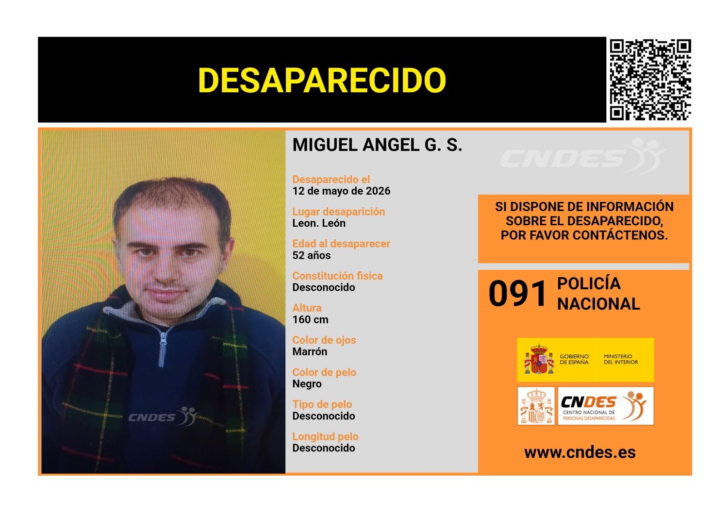 Ficha del desaperico de 52 años en León | CNDES 