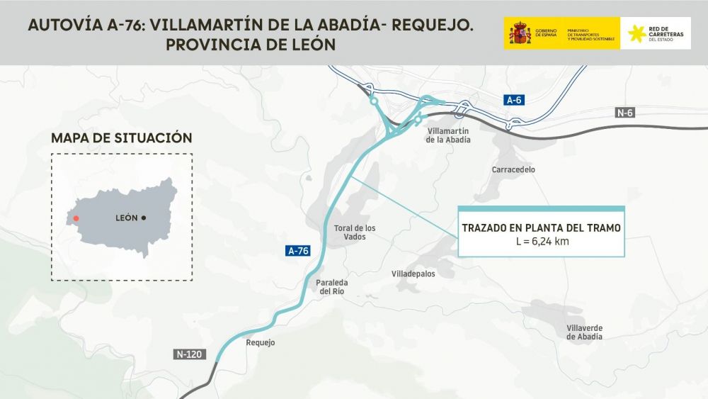 Primer tramo de la autovía A-76 entre Villamartín de la Abadía y Requejo.