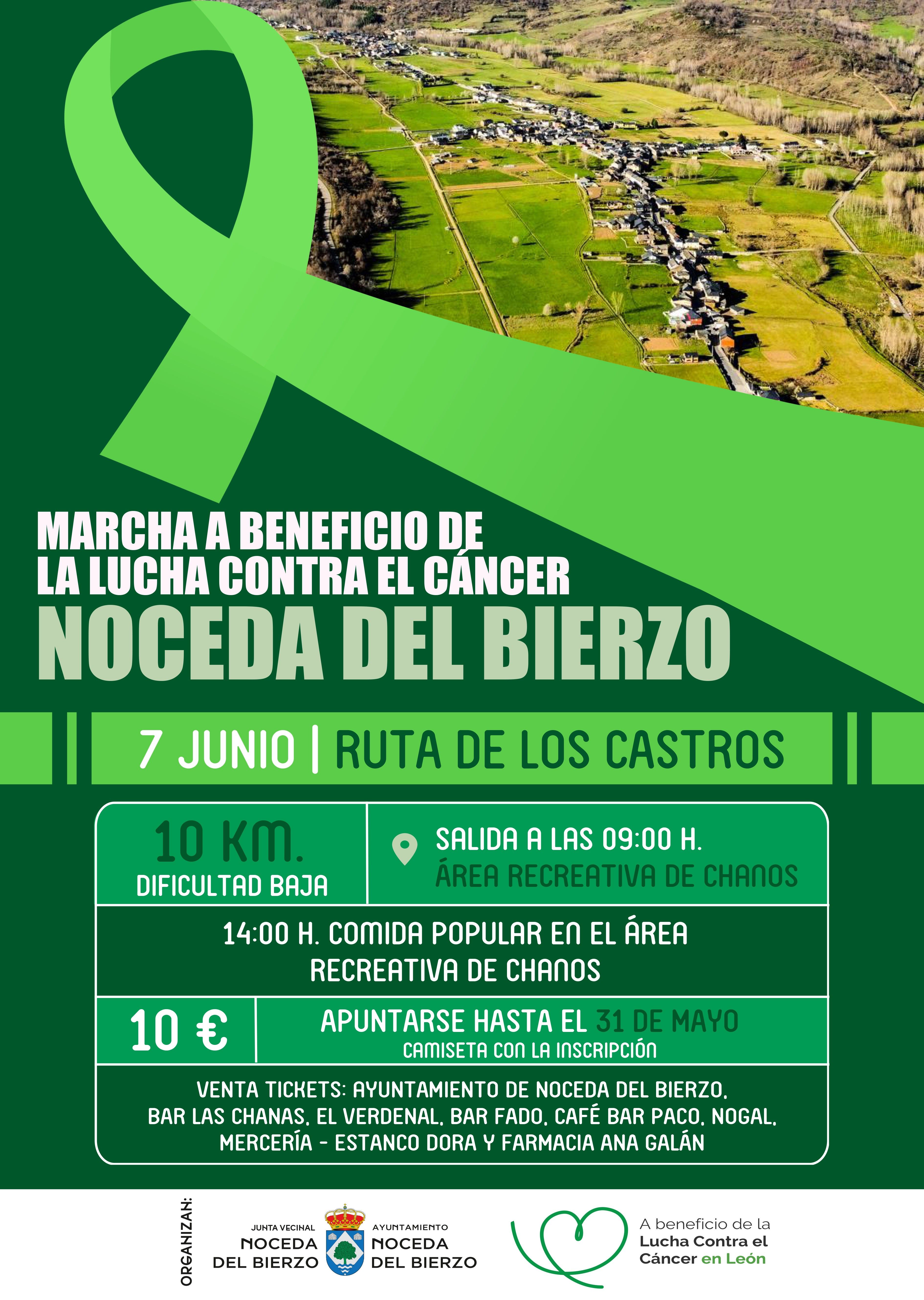 Cartel de la marcha solidaria en beneficio de la AECC Bierzo Alto.