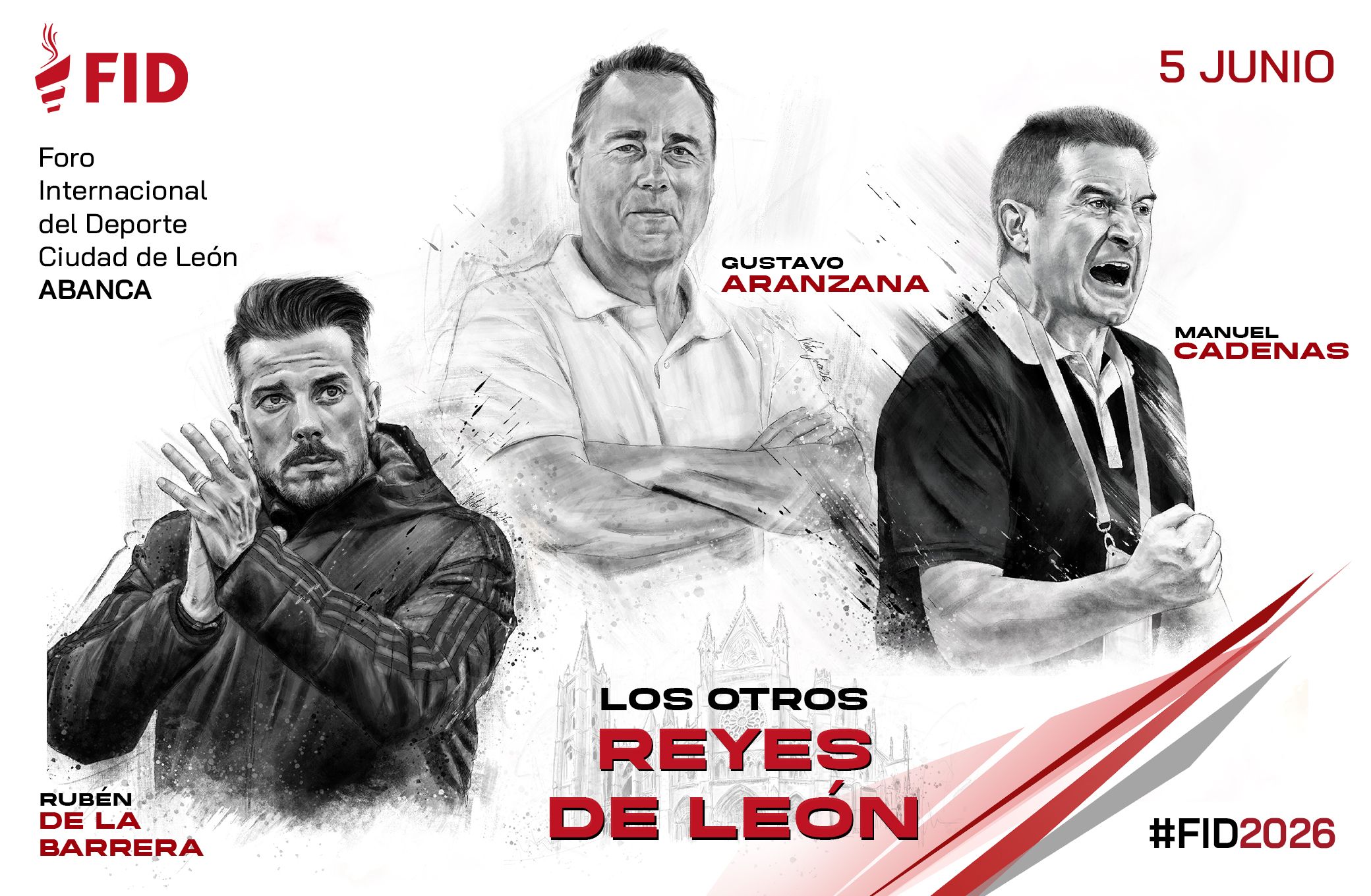 Cartel de la experiencia FID en León con los tres técnicos más importantes de los tres deportes principales de la ciudad. L.N.C. Cartel de la experiencia FID en León con los tres técnicos más importantes de los tres deportes principales de la ciudad. L.N.C.