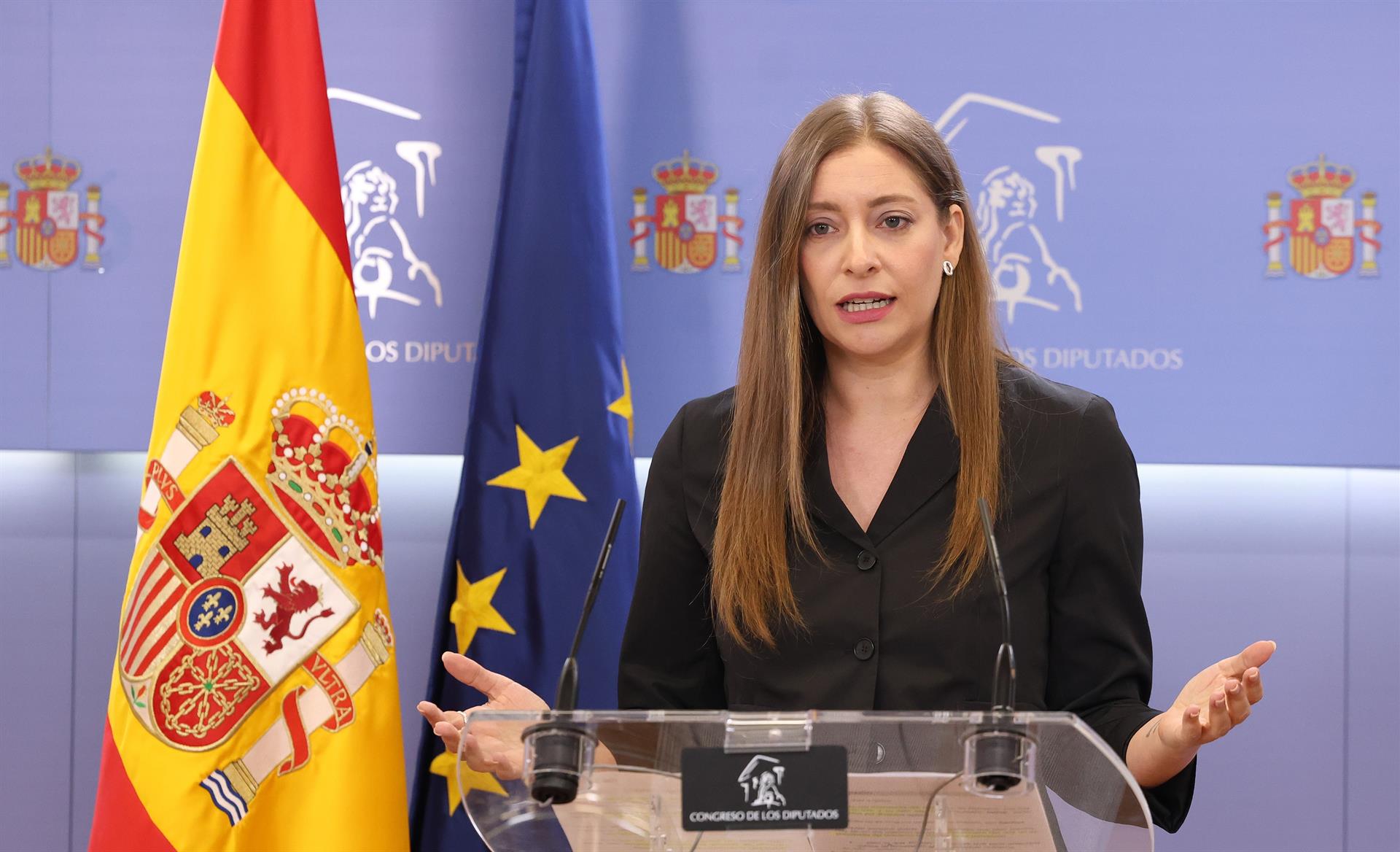 La portavoz del PP en el Congreso, Ester Muñoz, durante una rueda de prensa en el Congreso de los Diputados, a 19 de mayo de 2026. | EUROPA PRESS