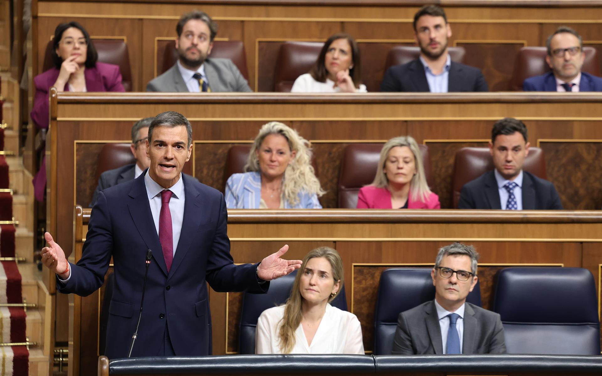 El presidente del Gobierno, Pedro Sánchez, interviene en la sesión de control al Gobierno, en el Congreso de los Diputados, a 20 de mayo de 2026 | MARTA FERNÁNDEZ (EUROPA PRESS)