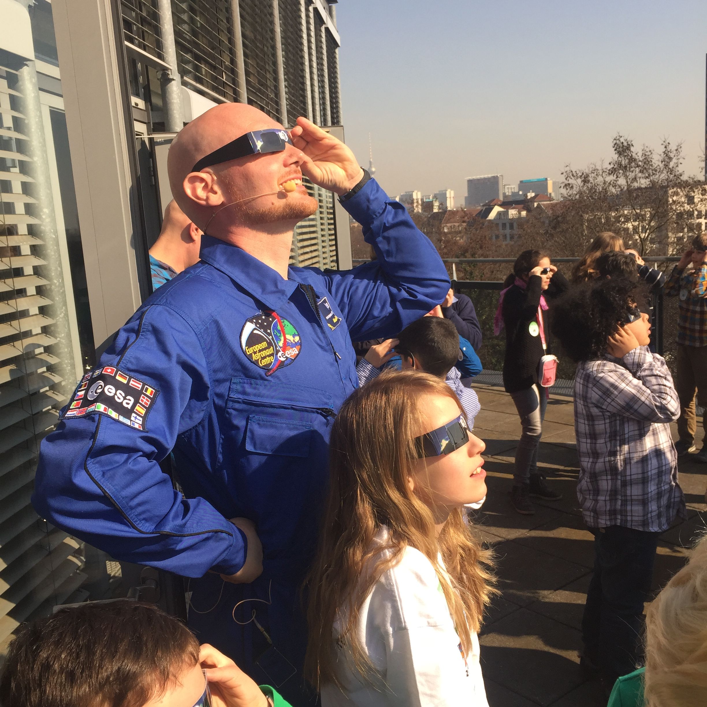 El astronauta de la ESA Alexander Gerst durante un evento de la Esa en un eclipse anterior. | ESA El astronauta de la ESA Alexander Gerst durante un evento de la Esa en un eclipse anterior. | ESA