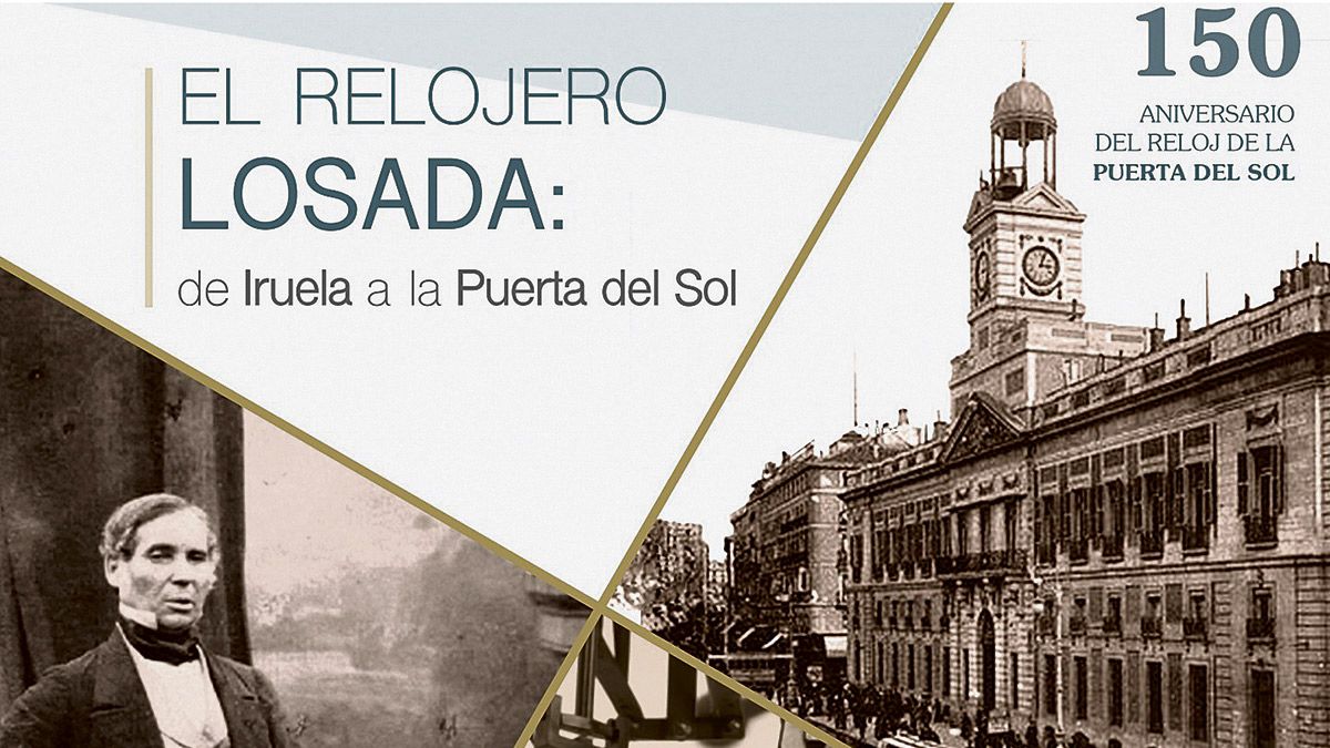 Cartel anunciador de la exposición que este verano se pudo ver en las escuelas del pueblo natal de relojero.