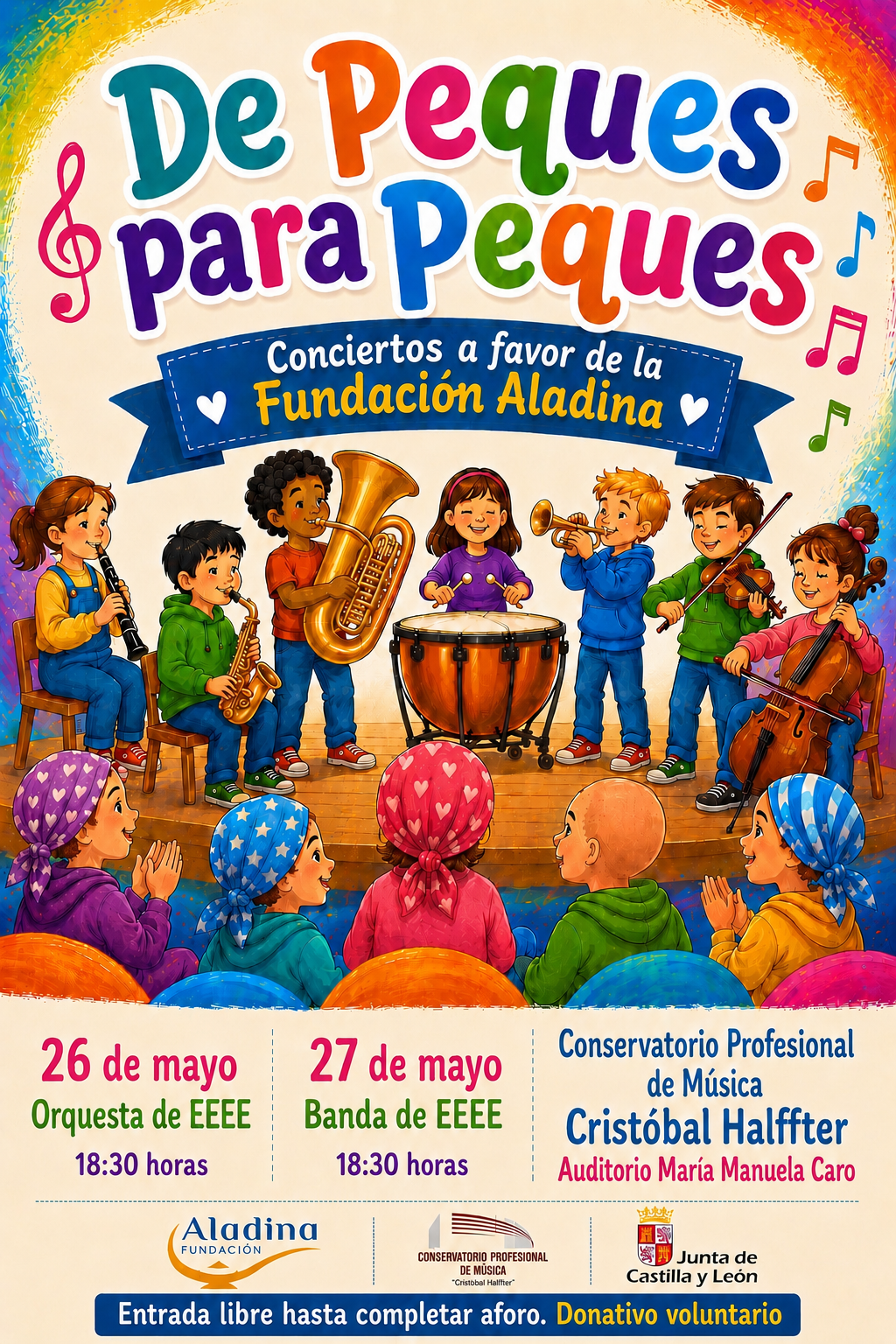 Cartel de los conciertos solidarios.