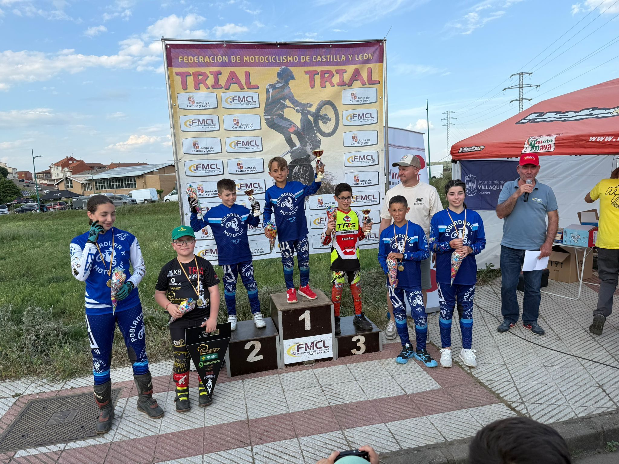 Podio de la Copa de Castilla y León de trial disputada en Navatejera. L.N.C.