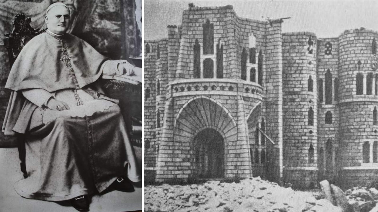 El obispo Juan Bautista Grau y Vallespinós (1886 1893) y el Palacio Episcopal de Astorga (estado de abandono, 1983). El obispo Juan Bautista Grau y Vallespinós (1886 1893) y el Palacio Episcopal de Astorga (estado de abandono, 1983).