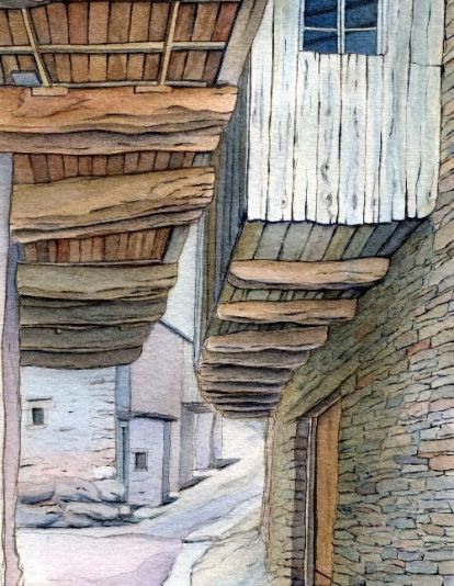 Uno de los dibujos arquitectónicos de Trabazos realizados por Grinda. Uno de los dibujos arquitectónicos de Trabazos realizados por Grinda.