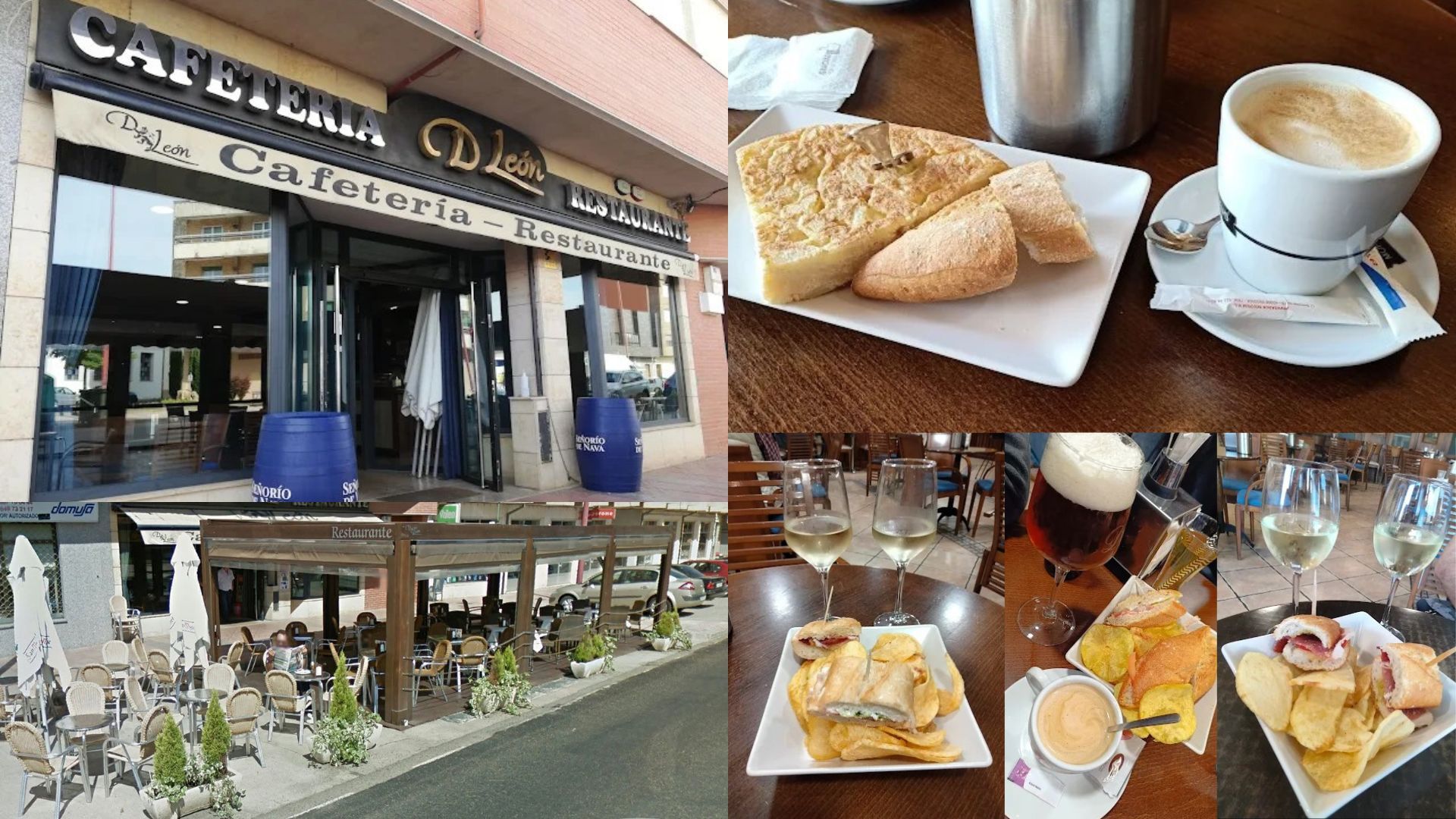 Vistas de las instalaciones y de las tapas de la Cafetería D'León.