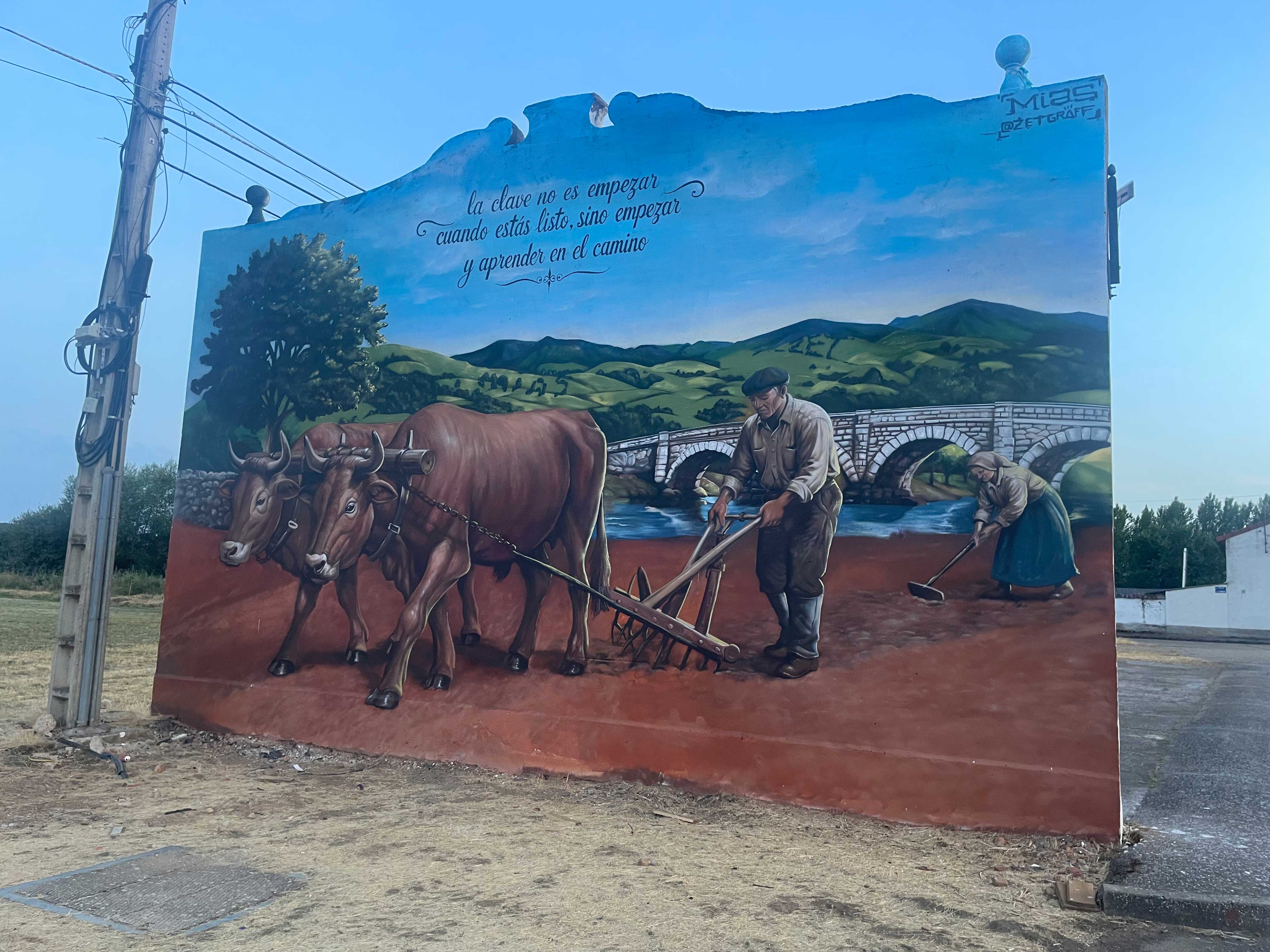 El nuevo mural que se puede contemplar en La Aldea del Puente. | L.N.C. El nuevo mural que se puede contemplar en La Aldea del Puente. | L.N.C.
