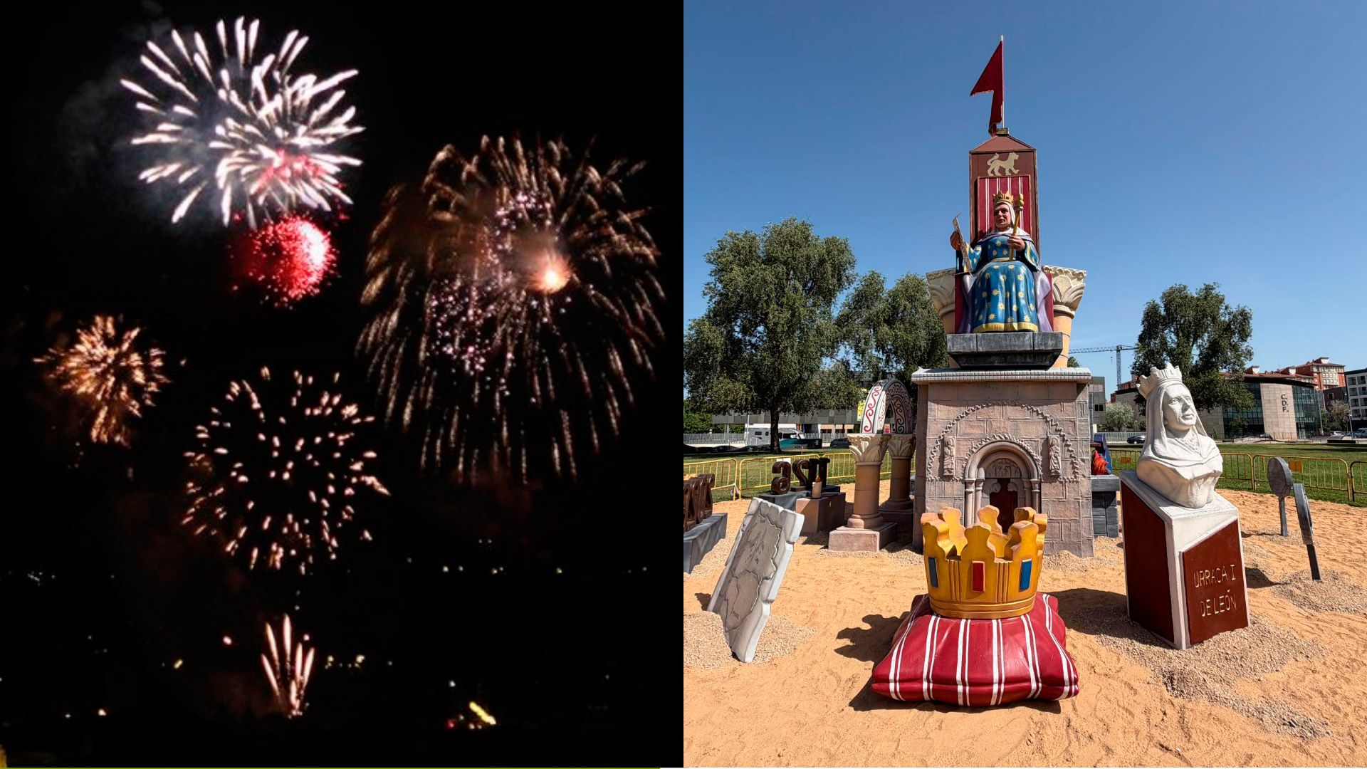 Fuegos artificiales y hoguera de San Juan, ya preparada en Eras. | ICAL / SAÚL ARÉN