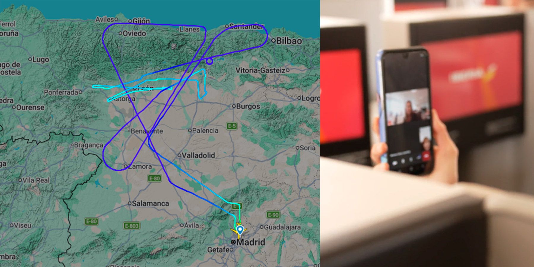Ruta que siguió el primer avión de Iberia equipado con Starlink.