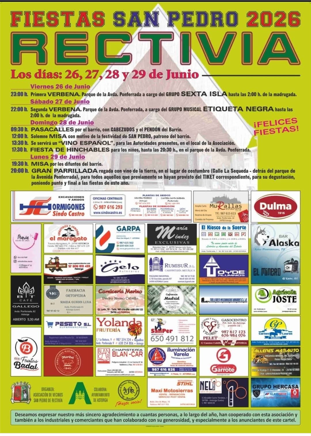 Cartel de las fiestas del barrio de Rectivía.
