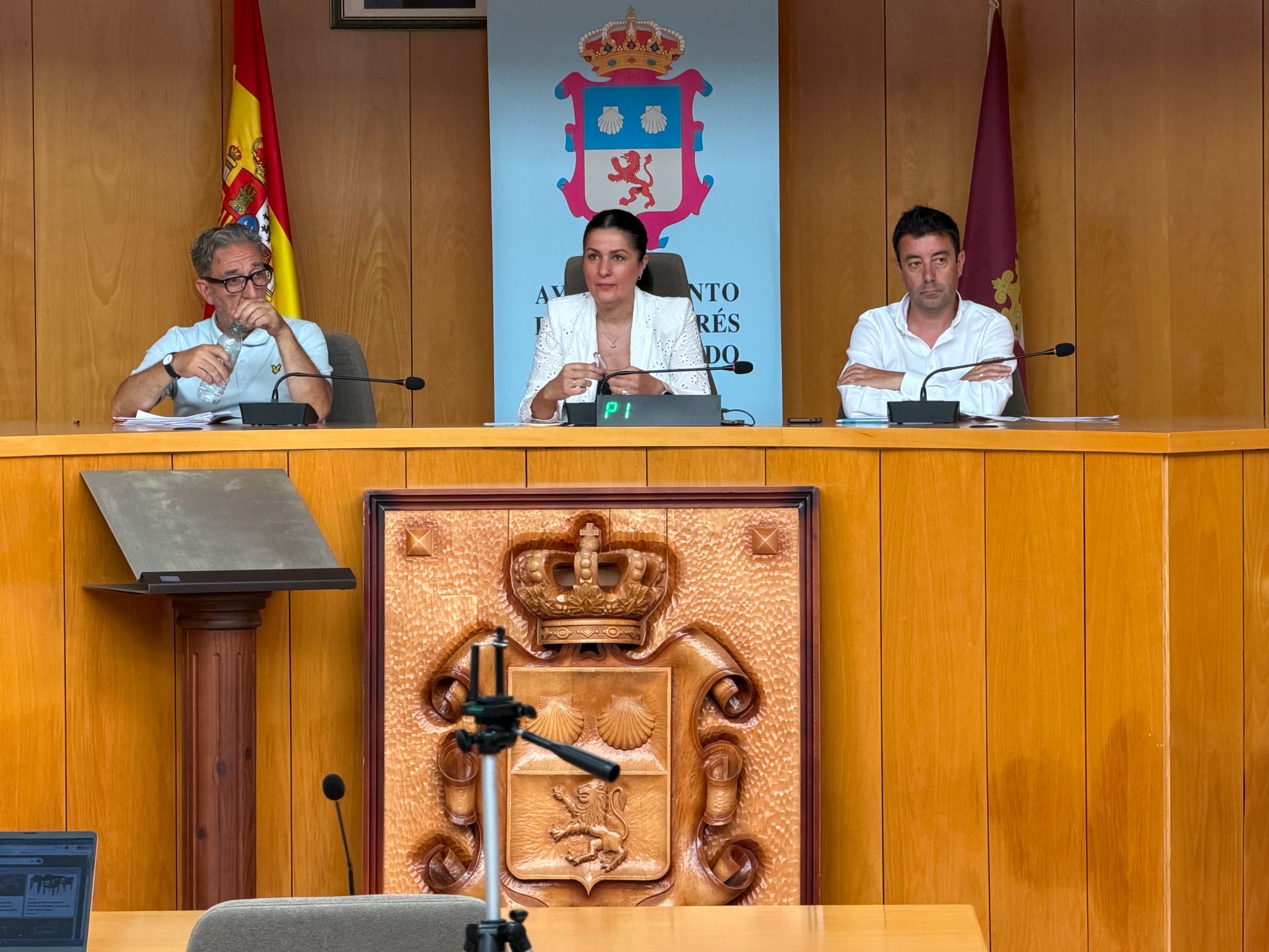 Manuel Romero, Ana María Fernández Caural y Alejandro Calvo durante el pleno de este jueves. | SAÚL ARÉN