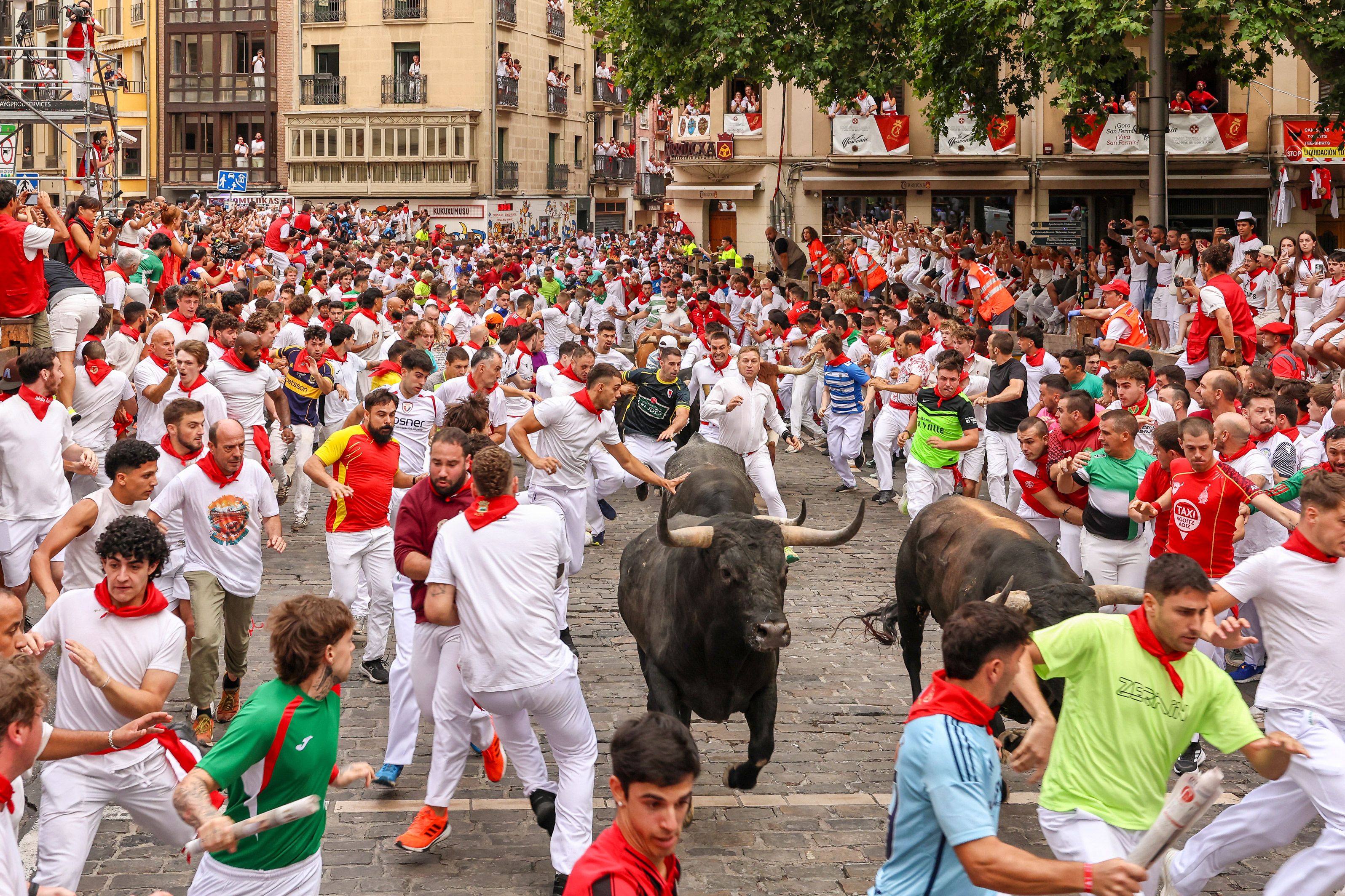 Séptimo encierro de San Fermín. | MIGUEL ÁNGEL LAZO Séptimo encierro de San Fermín. | MIGUEL ÁNGEL LAZO