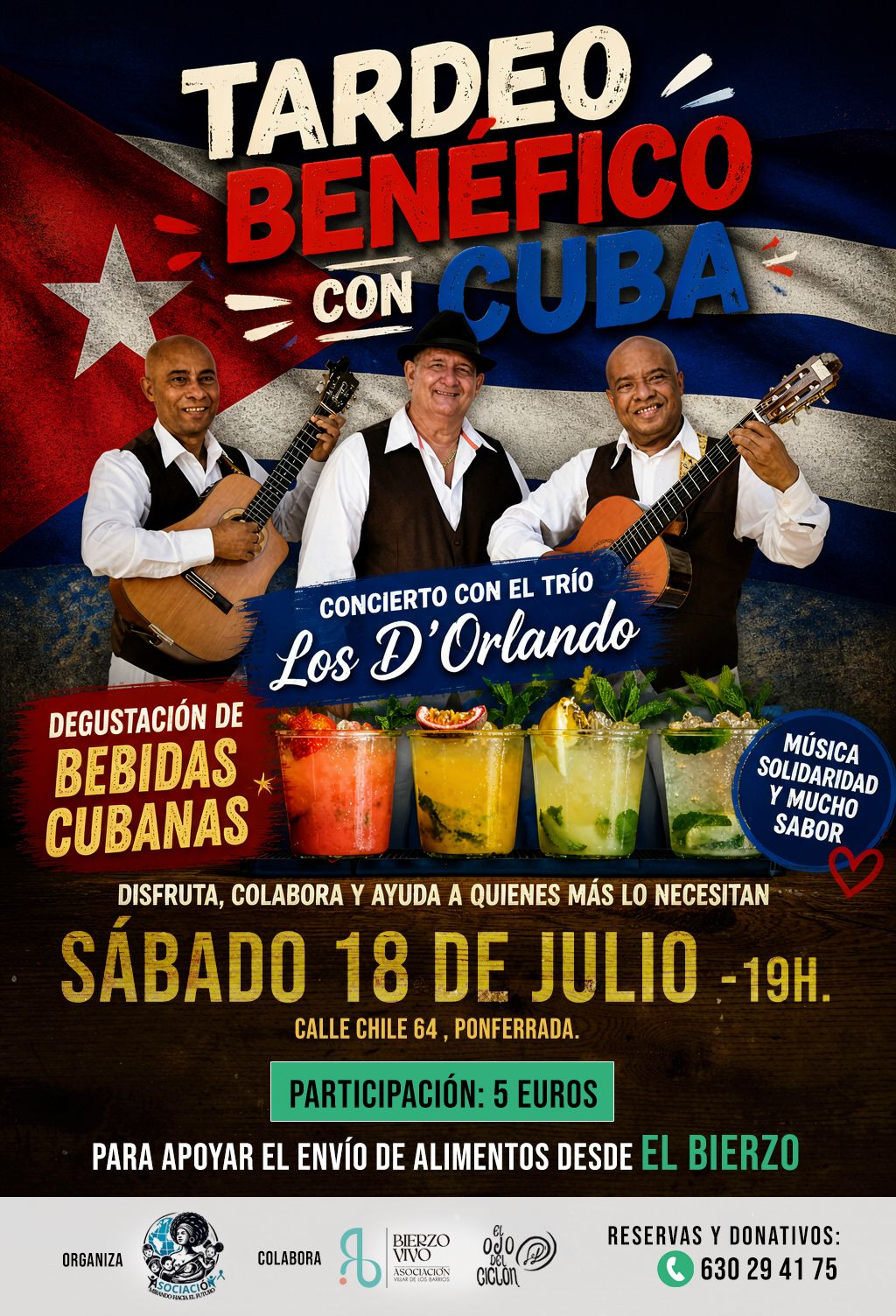 Cartel del tardeo solidario con Cuba. Cartel del tardeo solidario con Cuba.