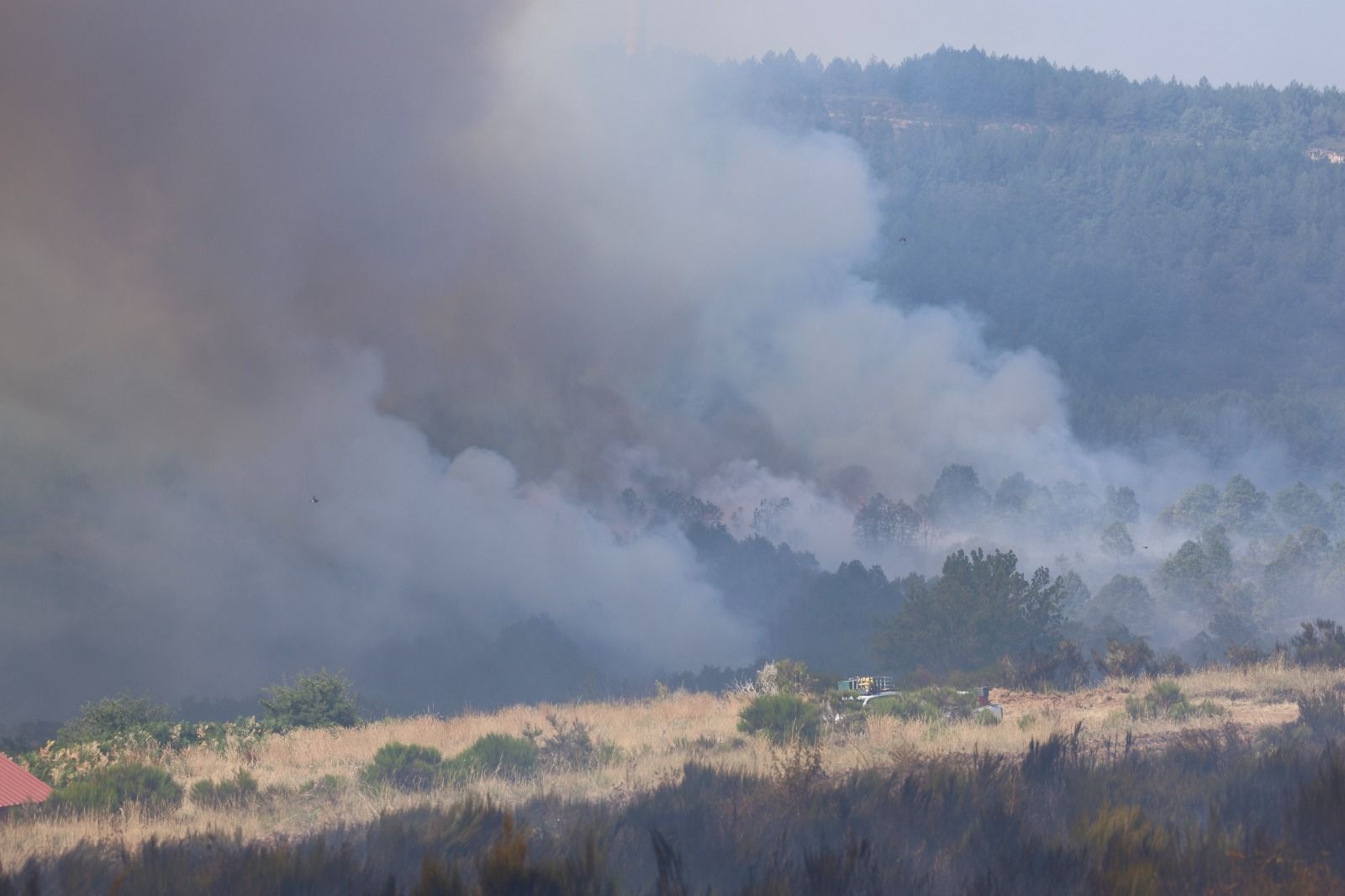 Incendio forestal de nivel dos en Murias de Ponjos 
