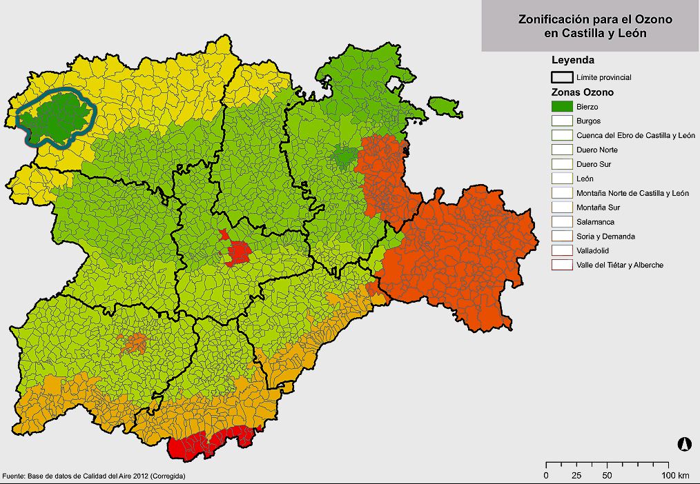 Mapa de ozono en la comunidad.