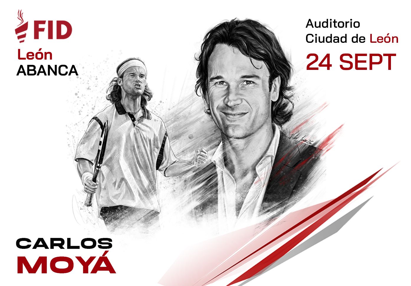 Cartel de la presencia de Carlos Moyá en el FID. 