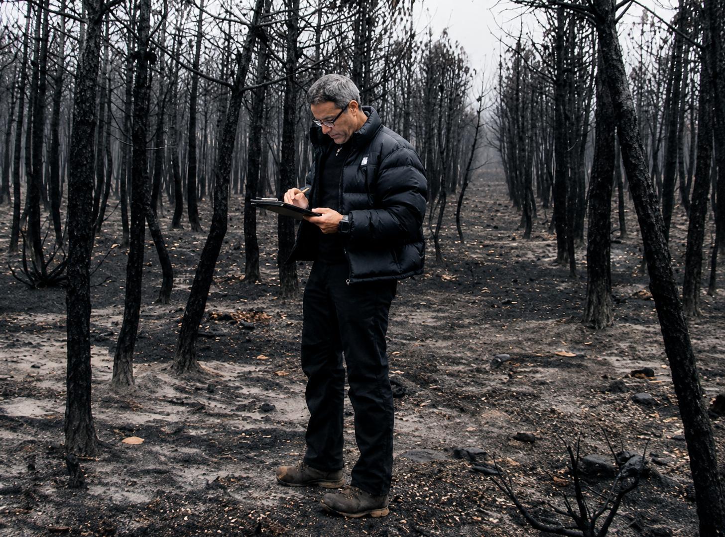 Fernández Manso evaluando los daños de un incendio en la comarca. Fernández Manso evaluando los daños de un incendio en la comarca.