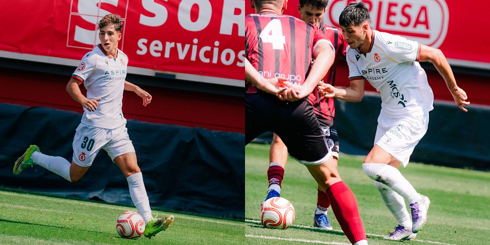 A la izquierda, Ovi; a la derecha, Marcos, durante el partido de la Cultural en el Reino ante el Salamanca. | CYD