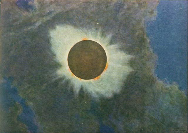 Eclipse total pintado por Howard Russell Butler en 1918. Eclipse total pintado por Howard Russell Butler en 1918.