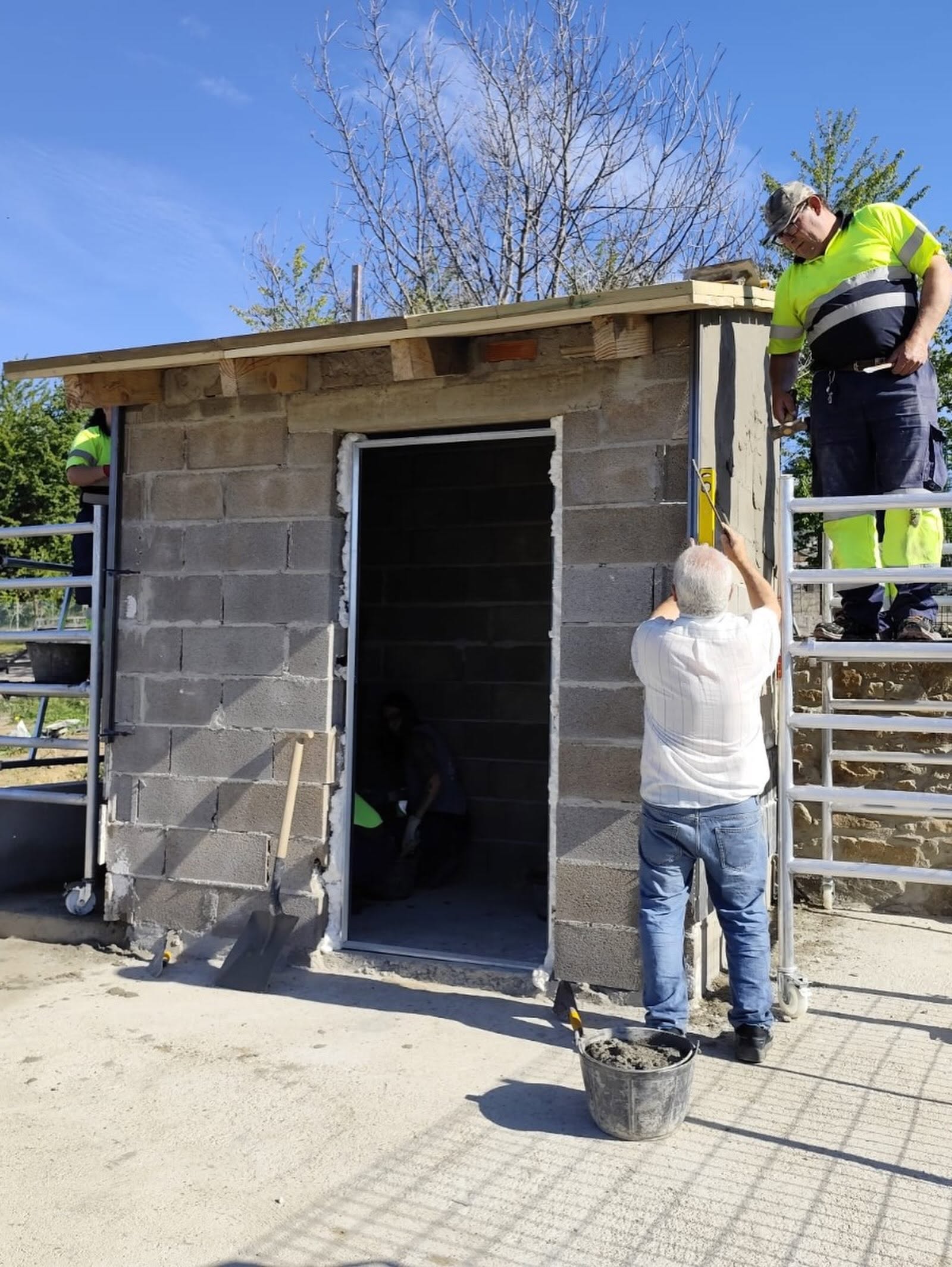 Algunos de los alumnos realizando trabajos en el municipio.