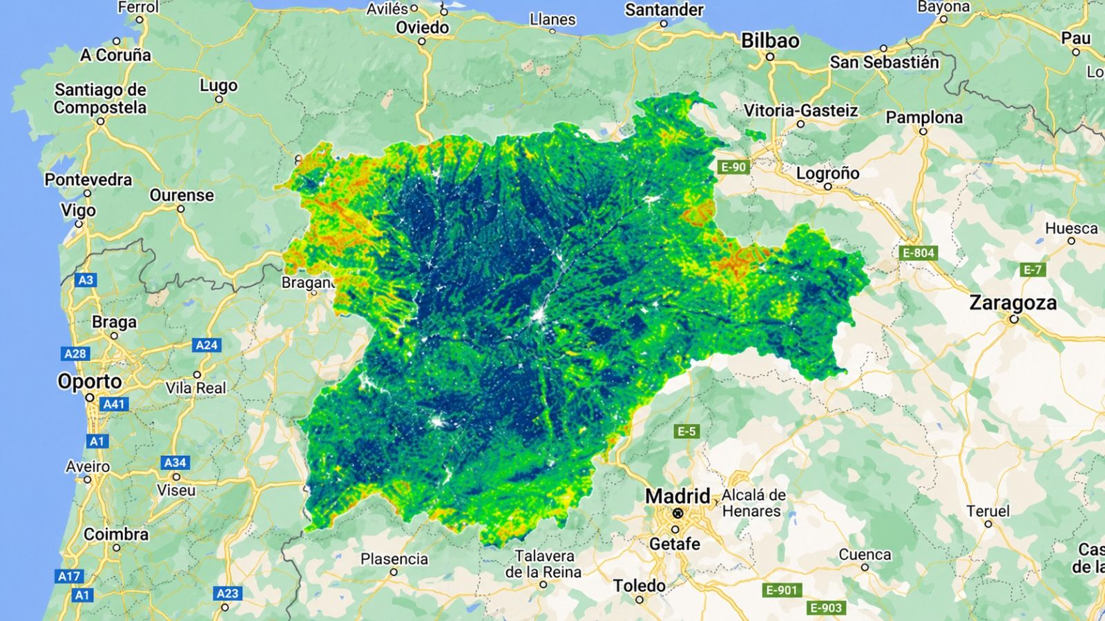Mapa de predicción de riesgo de CyL con la apliación CROWNFIRE AI. | L.N.C.