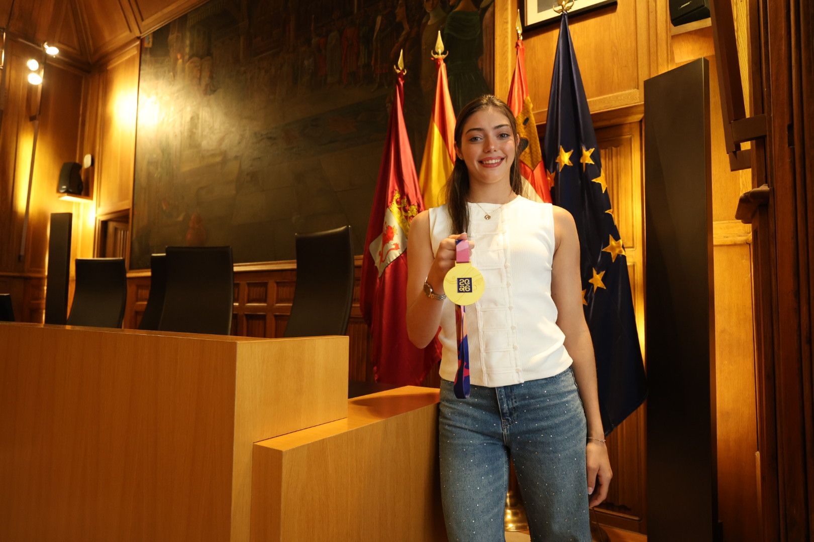 La Diputación homenajeó a las dos gimnastas del Club Ritmo tras conquistar su tercer Europeo y el histórico oro mundial con la selección española (7)