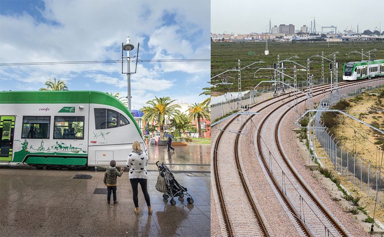 Imágenes de la infraestructura tranviaria y ferroviaria que integra el Trambahía de Cádiz. | LNC