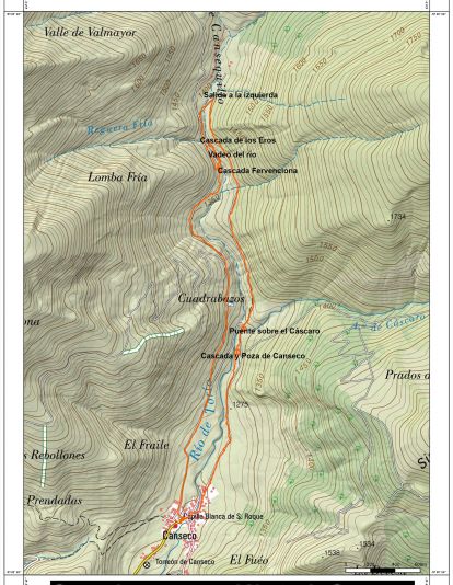 Mapa de las cascadas de Canseco Mapa de las cascadas de Canseco