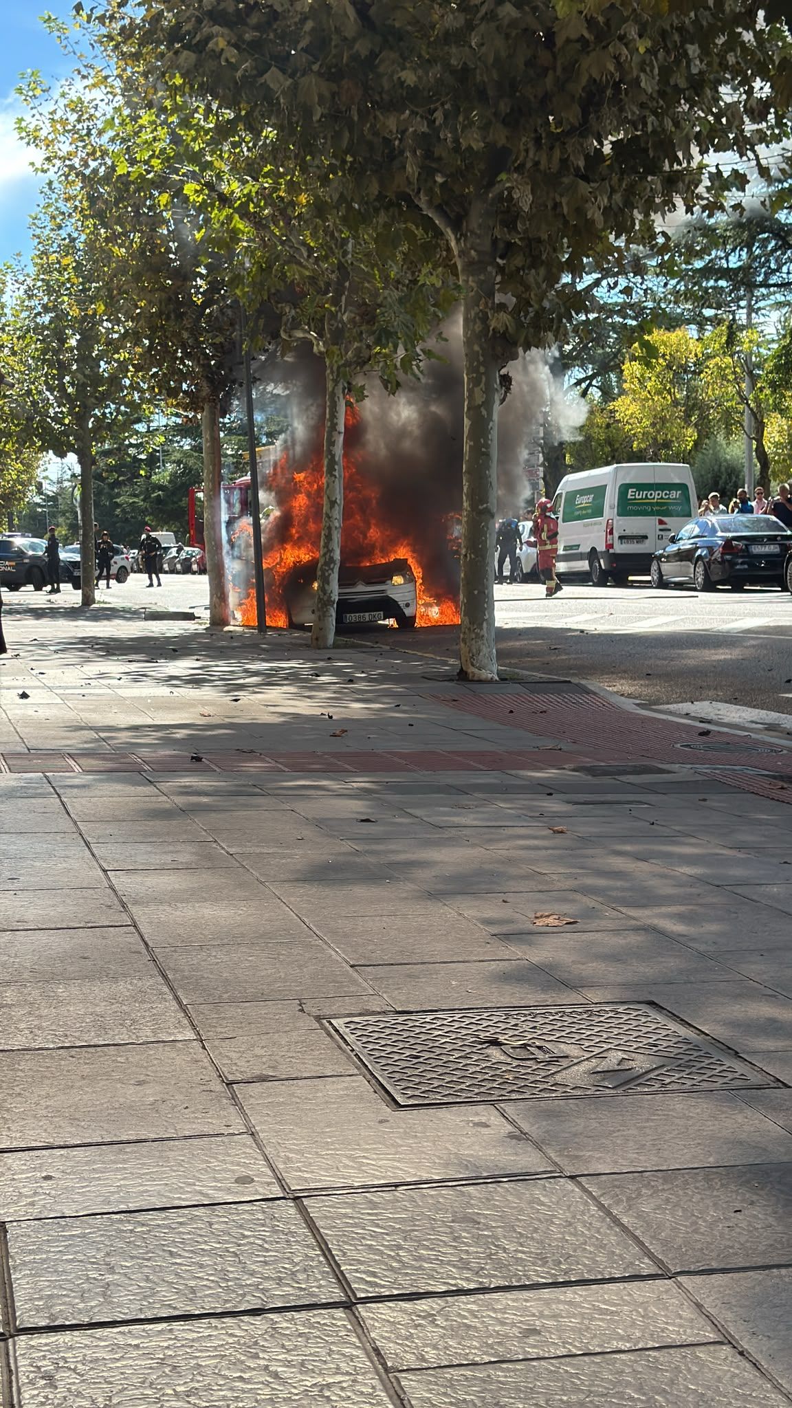 Imagen del coche que ha ardido este domingo en León. | L.N.C. Imagen del coche que ha ardido este domingo en León. | L.N.C.