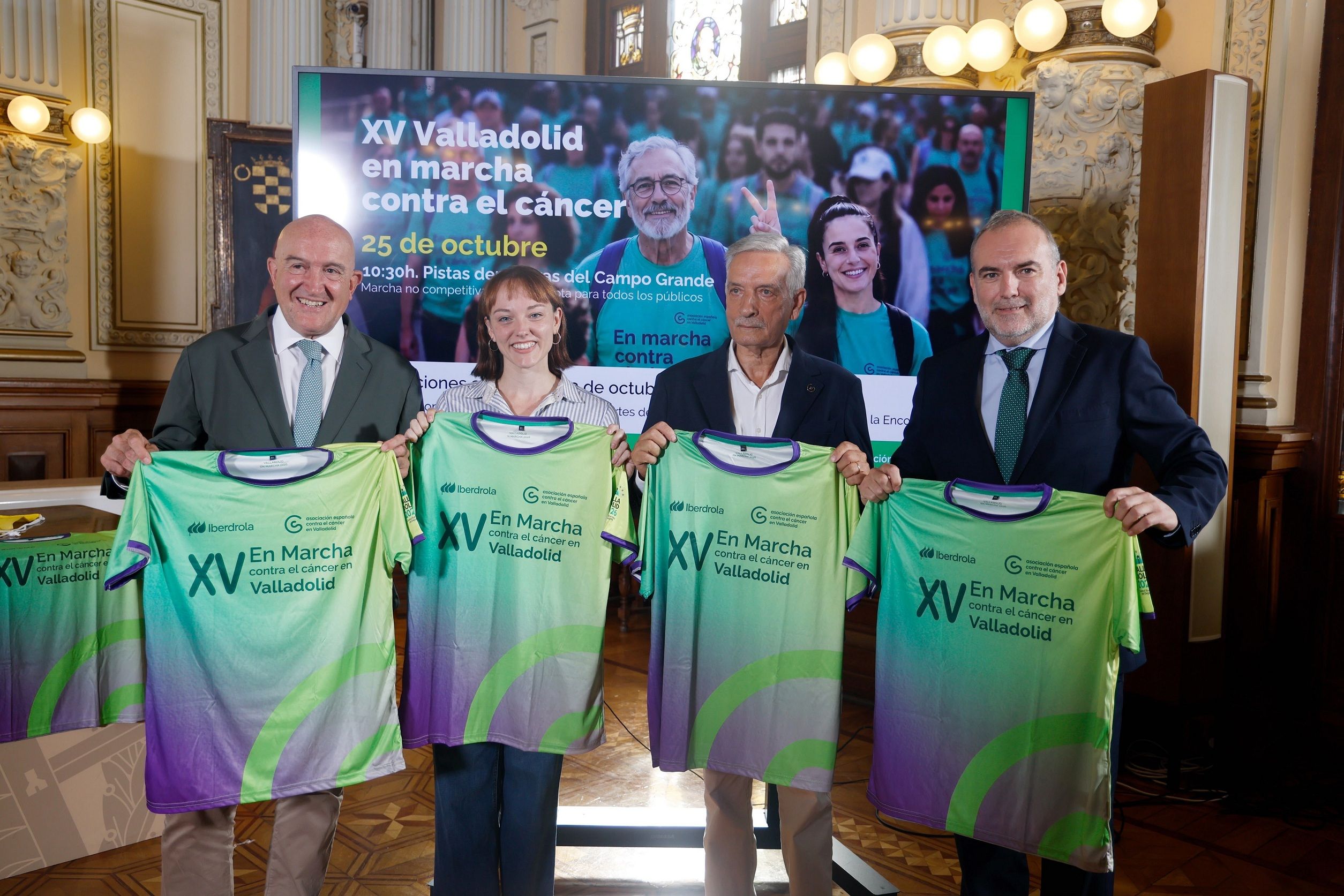 2026 10 05.  Carnero, Gutiérrez, Domínguez y Nistal en la presentación de la XV Marcha Valladolid contra el cáncer