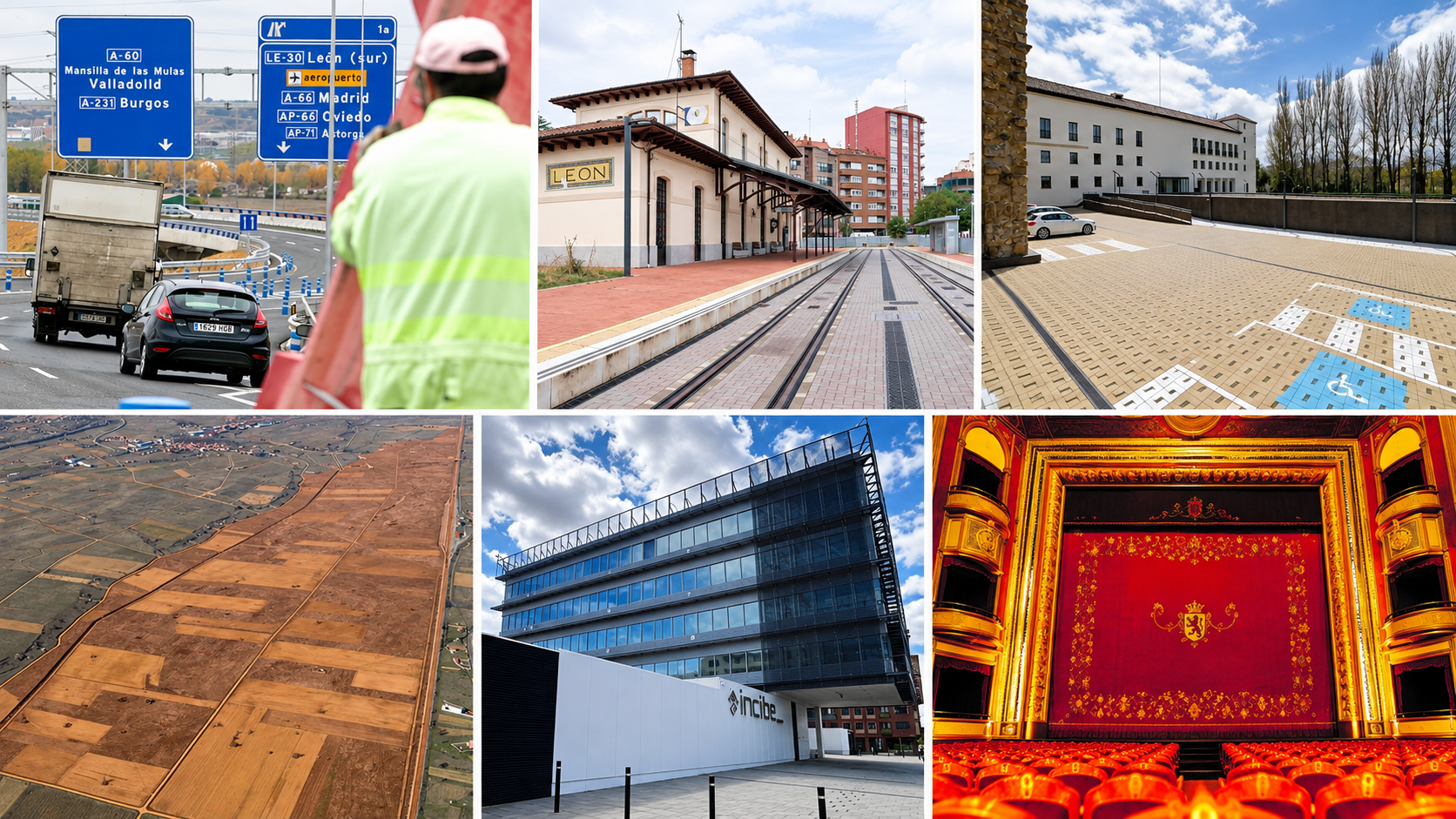 Imágenes de algunos de los proyectos que el Gobierno tiene pendientes en la provincia de León. | SAÚL ARÉN / MAURICIO PEÑA / CAMPILLO (ICAL)
