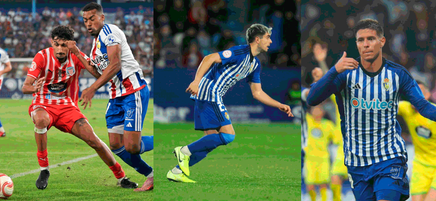 De izquierda a derecha; Quiclaa Bari, Mangel Prendes y Brais Abelenda se enfrentarán el domingo ante su pasado. QUINITO SDP De izquierda a derecha; Quiclaa Bari, Mangel Prendes y Brais Abelenda se enfrentarán el domingo ante su pasado. QUINITO SDP