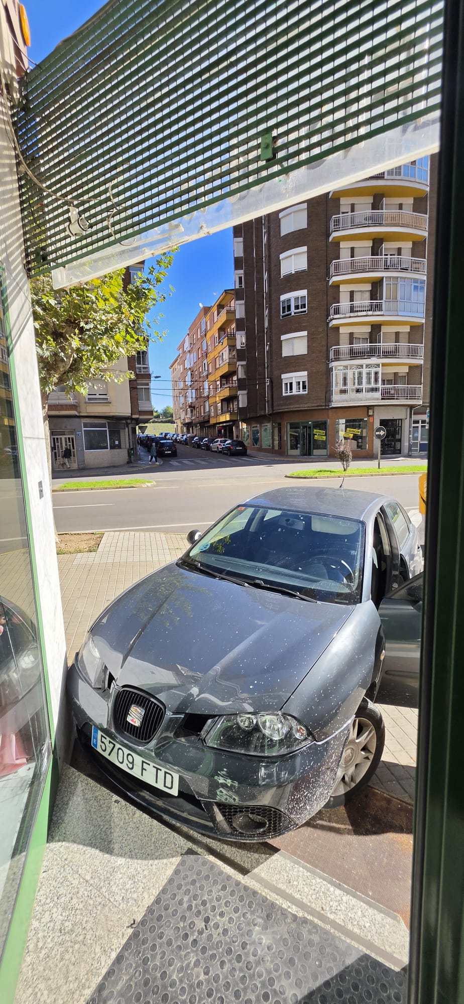 Seat Ibiza estampado en la entrada de la Floristería Bardón de Ponferrada. | L.N.C. Seat Ibiza estampado en la entrada de la Floristería Bardón de Ponferrada. | L.N.C.