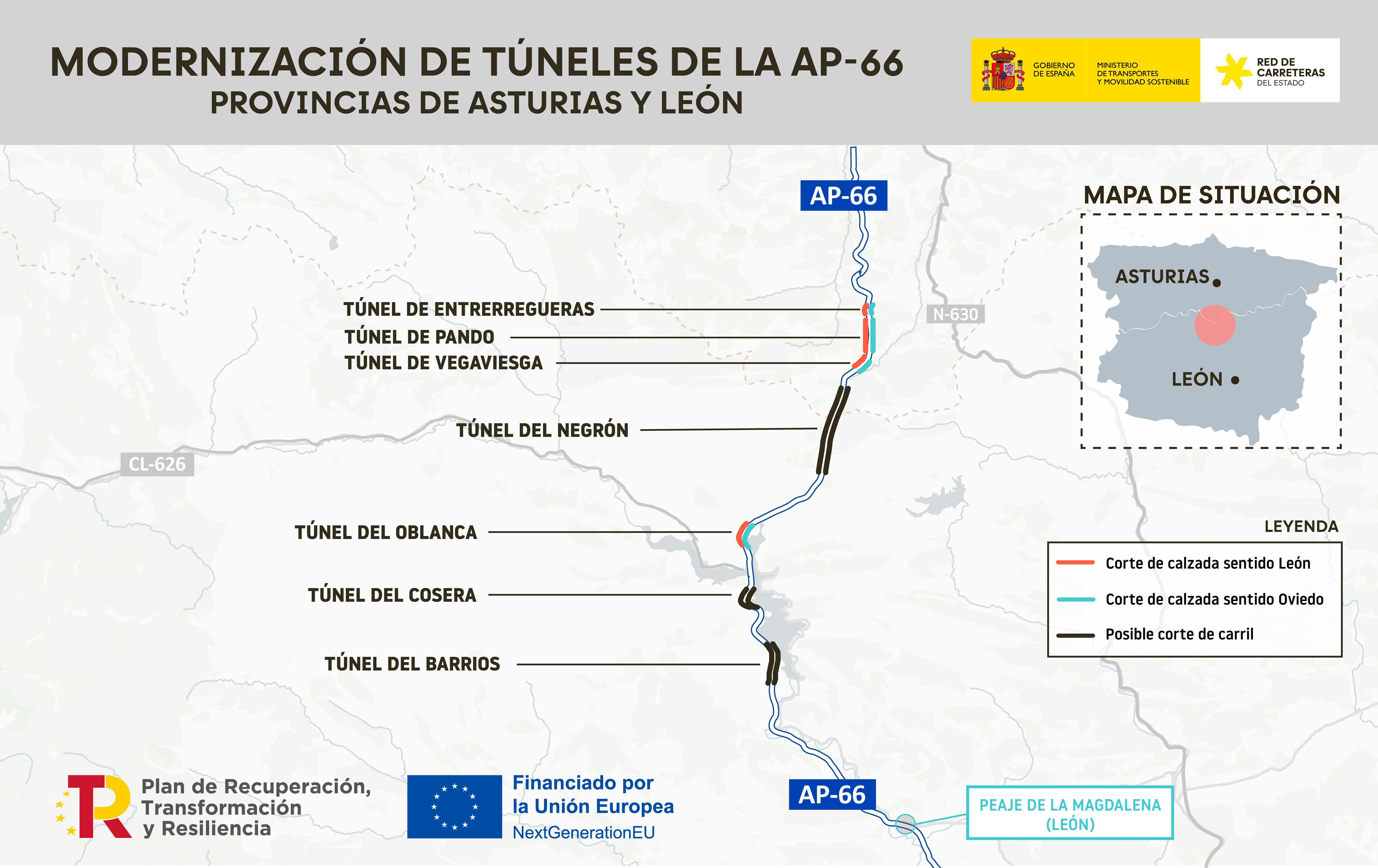 261009 NP ASTURIAS CyL mapa afectaciones AP 66 túneles 261009 NP ASTURIAS CyL mapa afectaciones AP 66 túneles