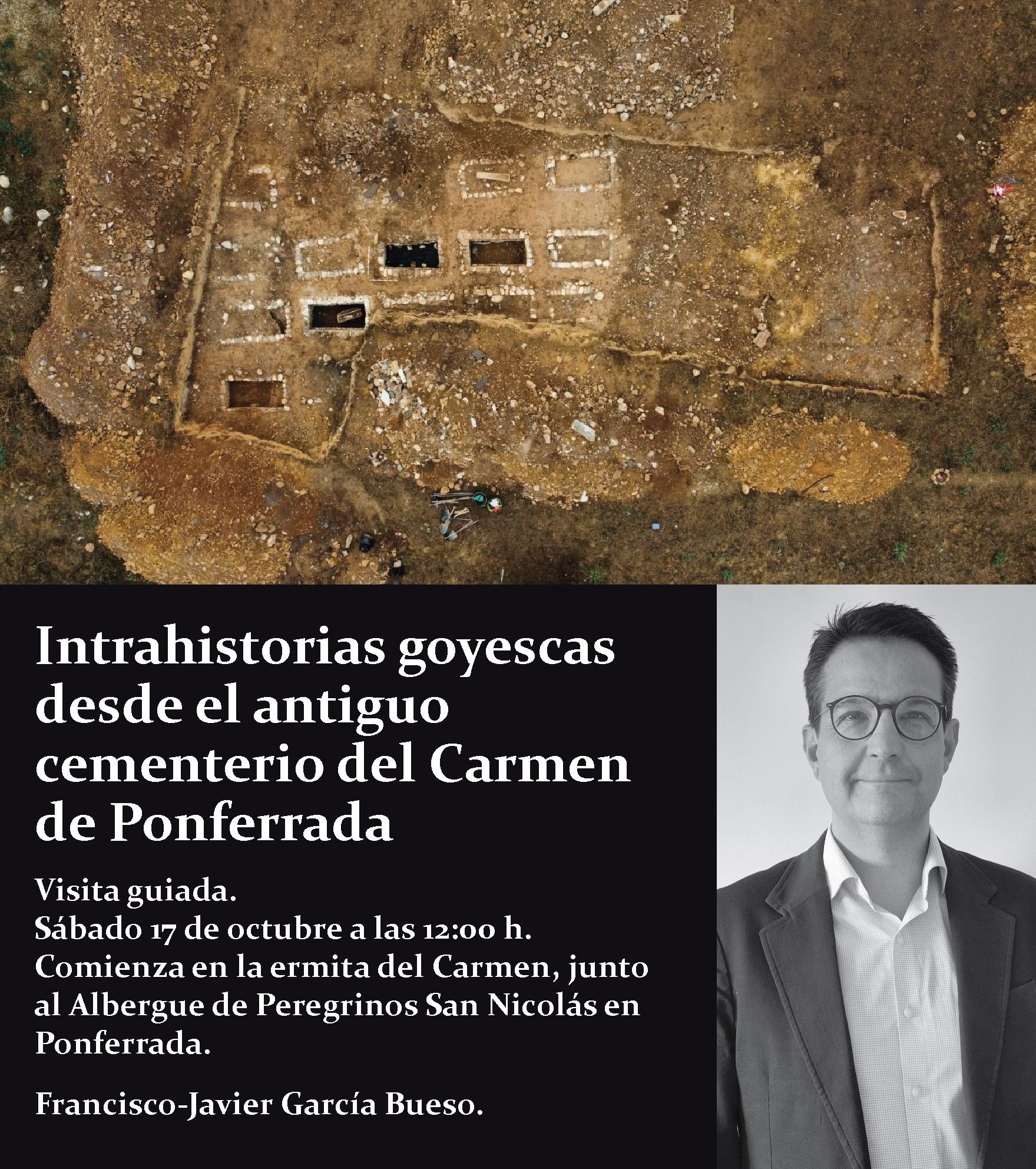 Cartel de la visita al cementerio viejo de Ponferrada.