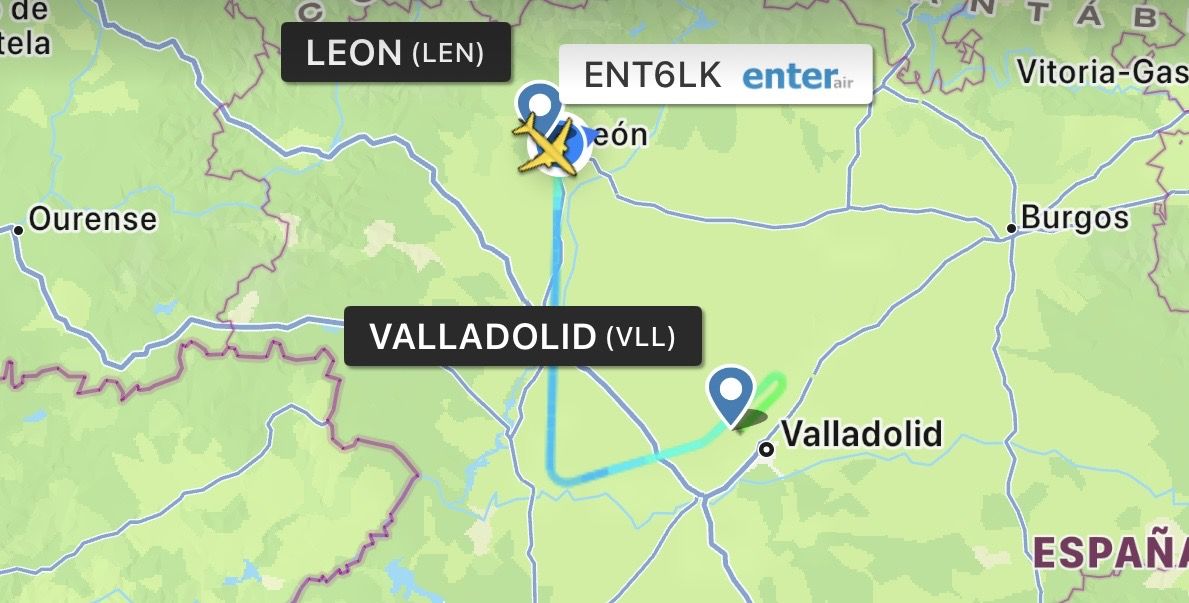 Vuelo entre León y Valladolid de este viernes